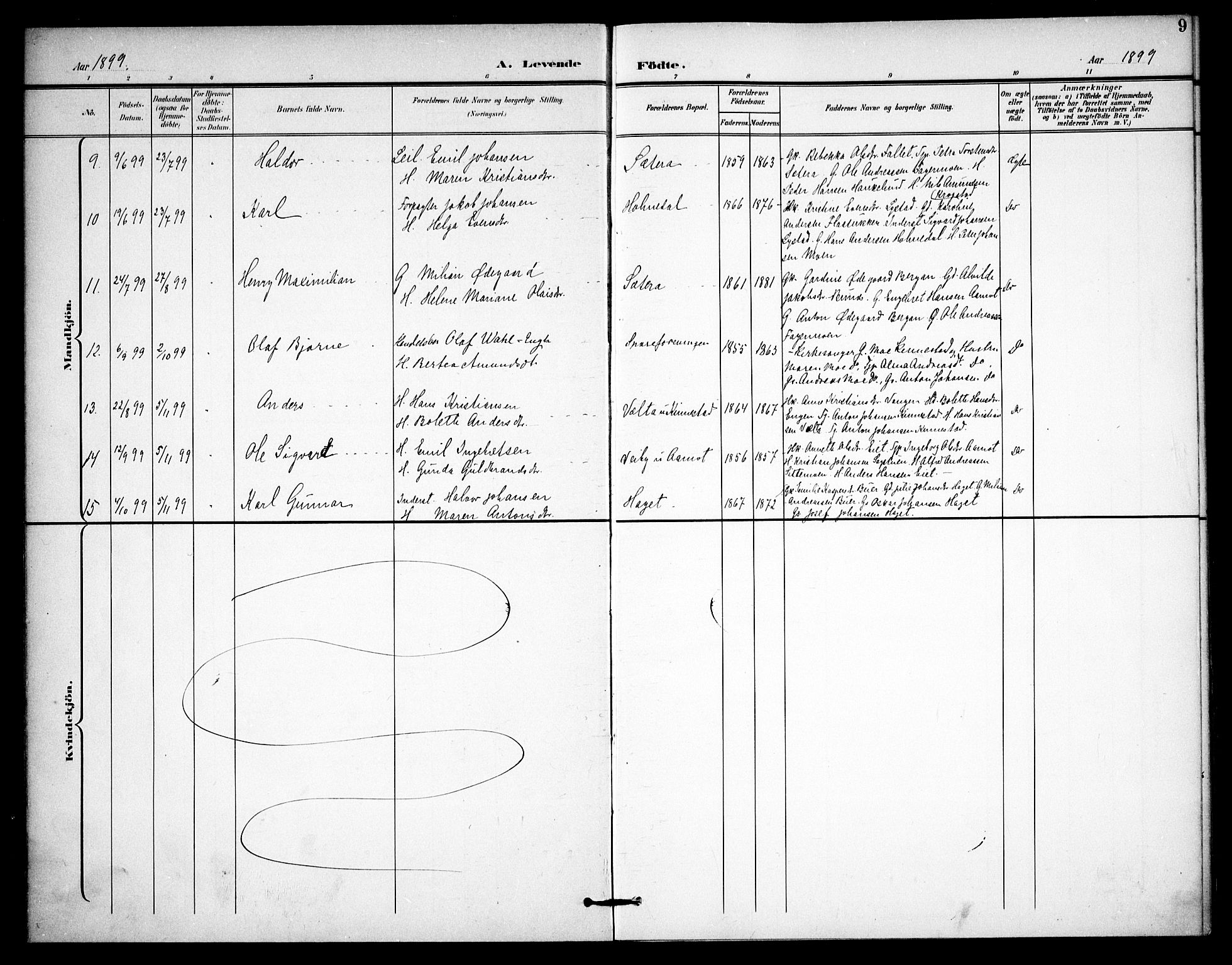 Høland prestekontor Kirkebøker, AV/SAO-A-10346a/F/Fc/L0003: Parish register (official) no. III 3, 1897-1911, p. 9