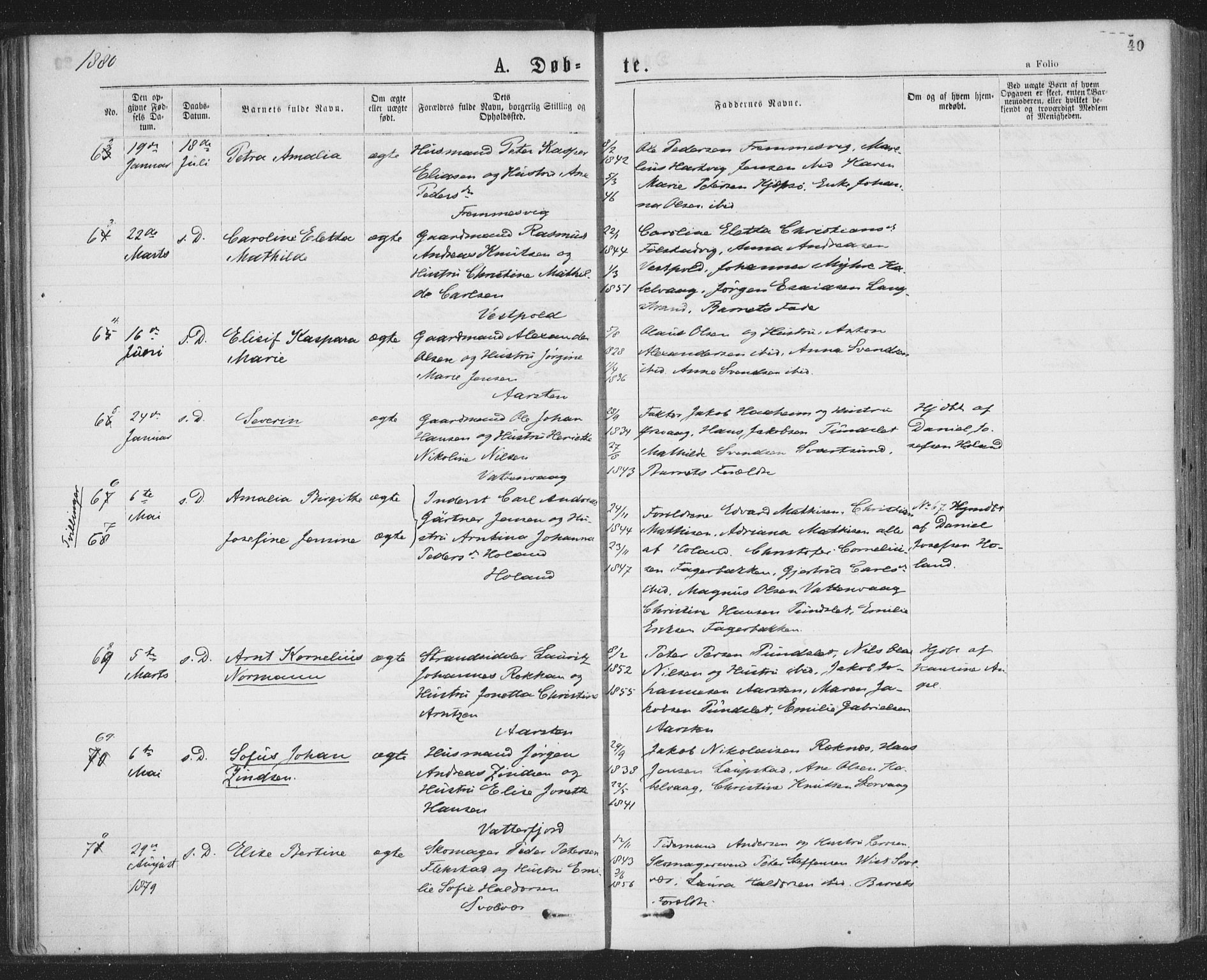 Ministerialprotokoller, klokkerbøker og fødselsregistre - Nordland, AV/SAT-A-1459/874/L1058: Parish register (official) no. 874A02, 1878-1883, p. 40