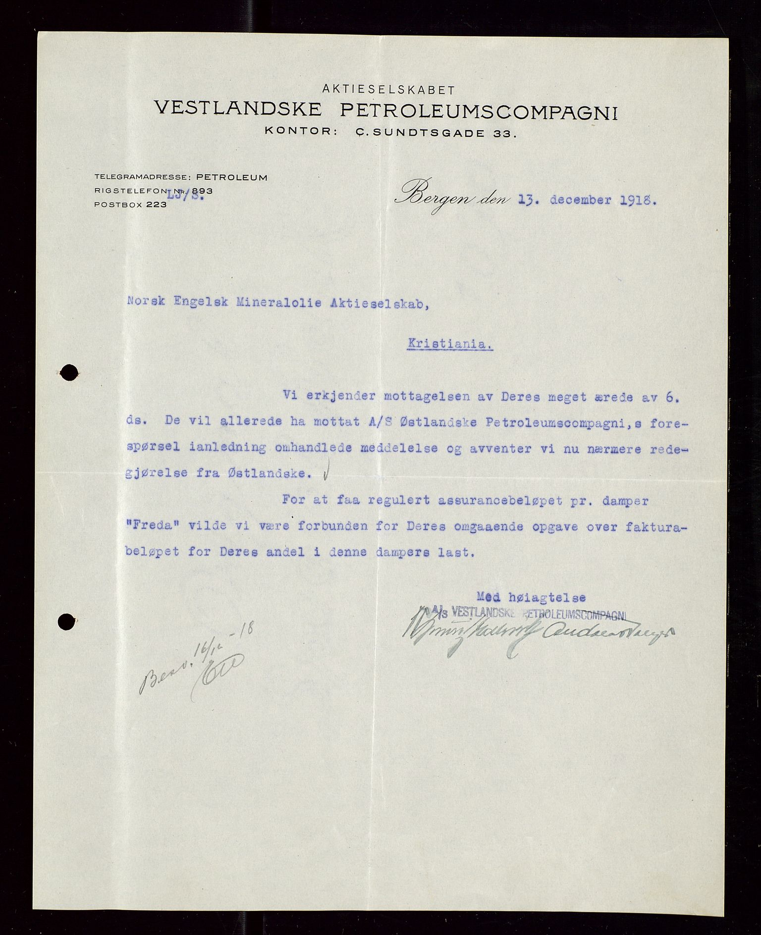 Pa 1521 - A/S Norske Shell, AV/SAST-A-101915/E/Ea/Eaa/L0006: Sjefskorrespondanse, 1918, p. 401