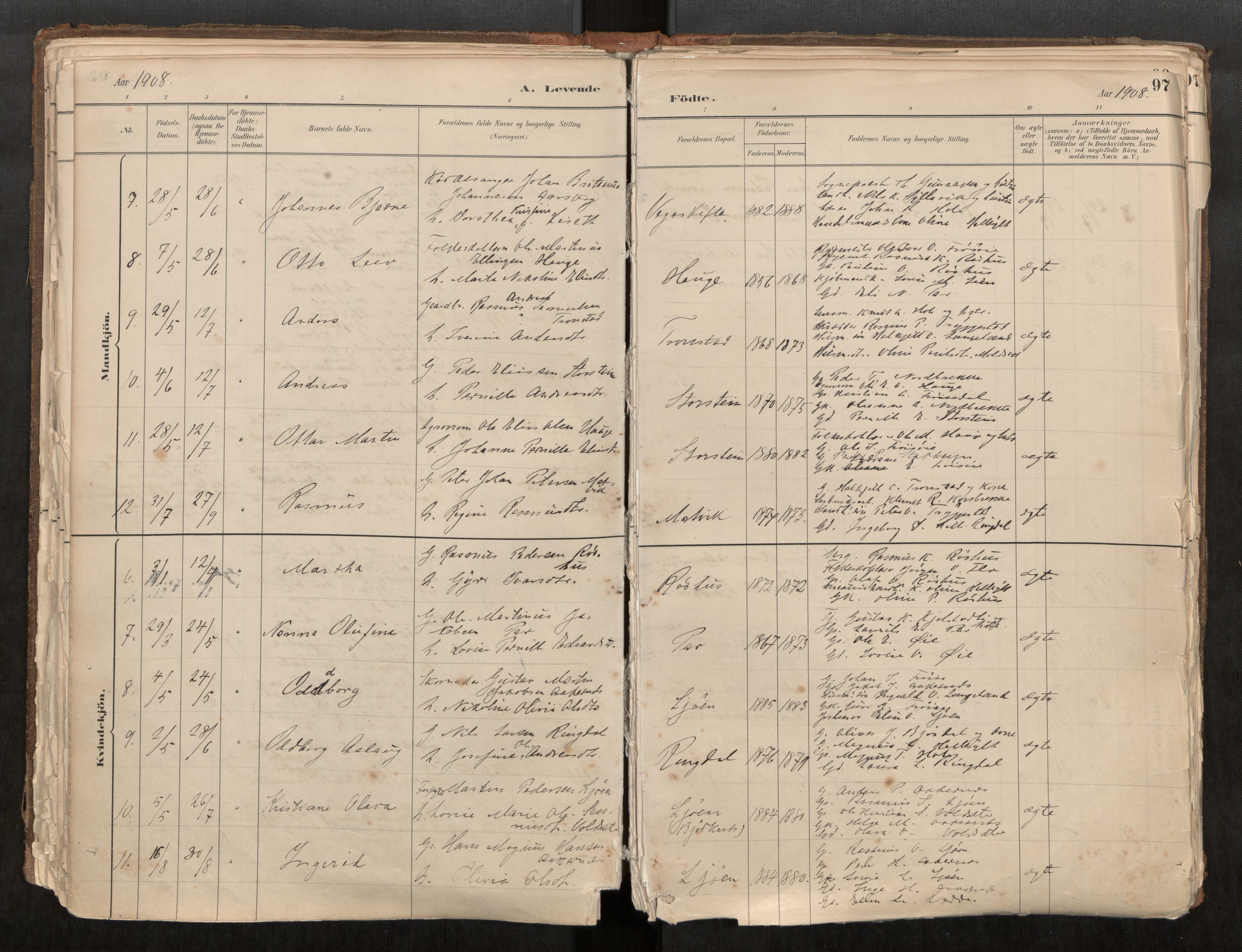 Sunnylven sokneprestkontor, AV/SAT-A-1007: Parish register (official) no. 517A08, 1882-1939, p. 97