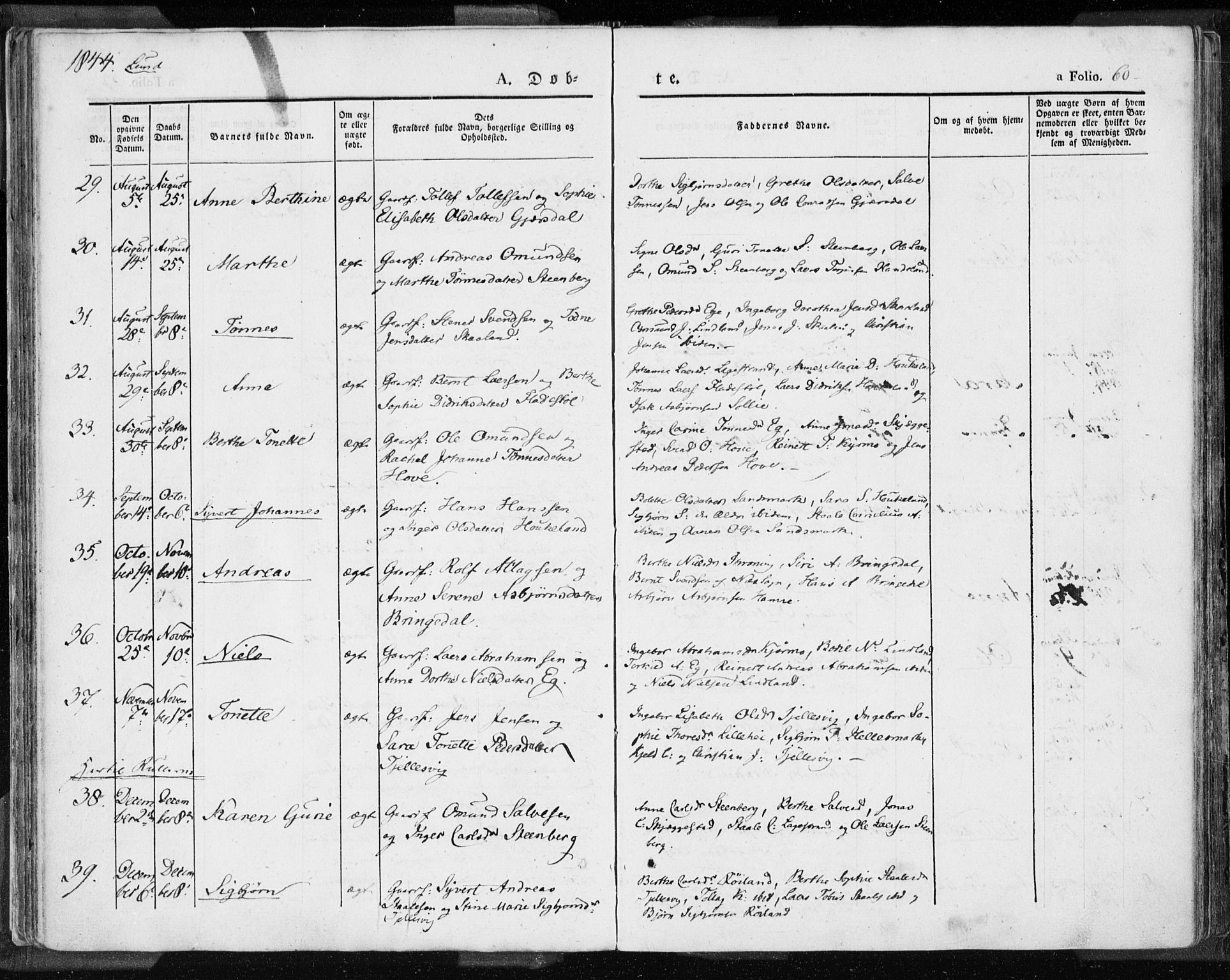 Lund sokneprestkontor, AV/SAST-A-101809/S06/L0007: Parish register (official) no. A 7.1, 1833-1854, p. 60