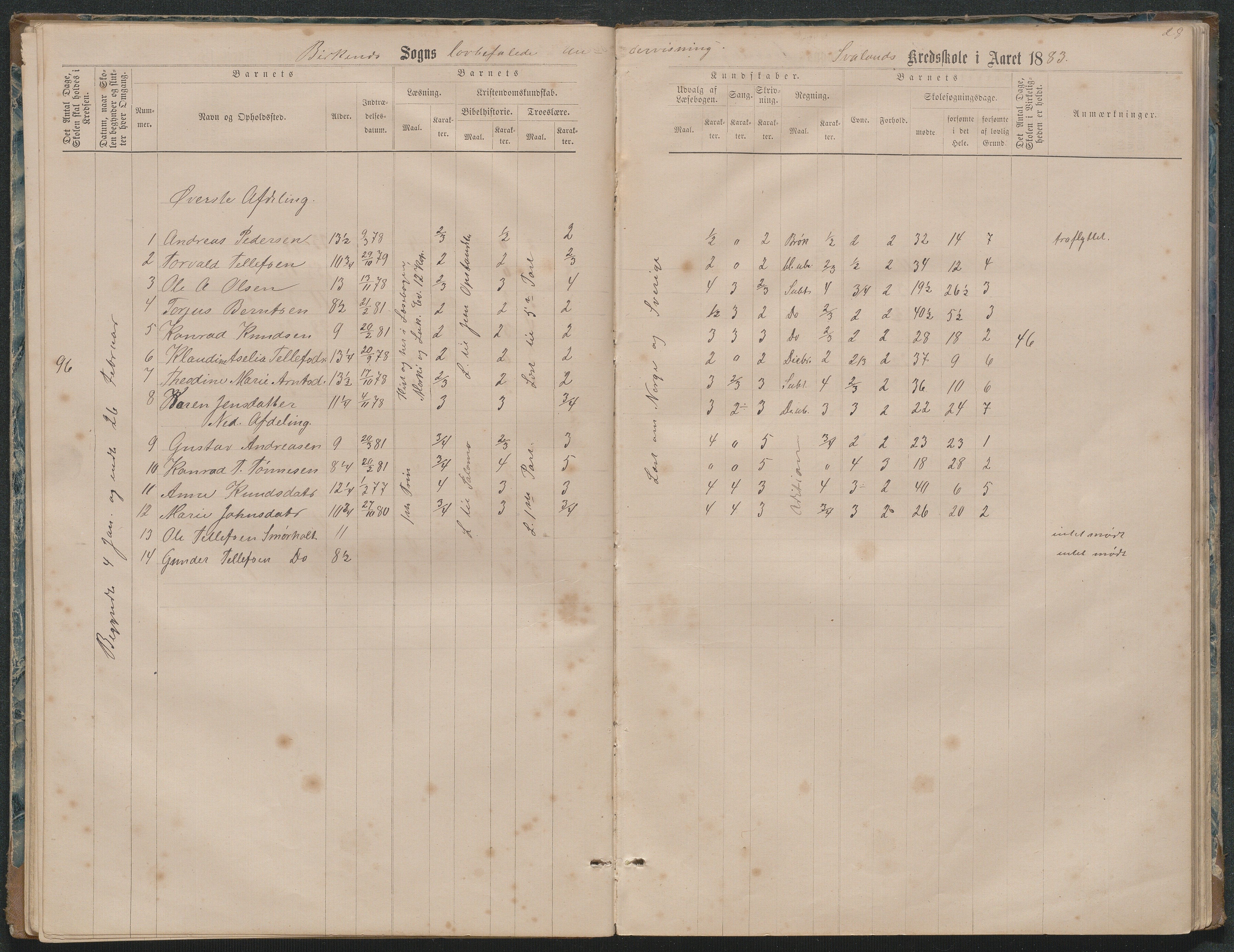 Birkenes kommune, Ås/Svaland skolekrets, AAKS/KA0928-550i_91/F02/L0001: Skoleprotokoll Svaland, Skjerkilen, Ås, 1875-1914, p. 28