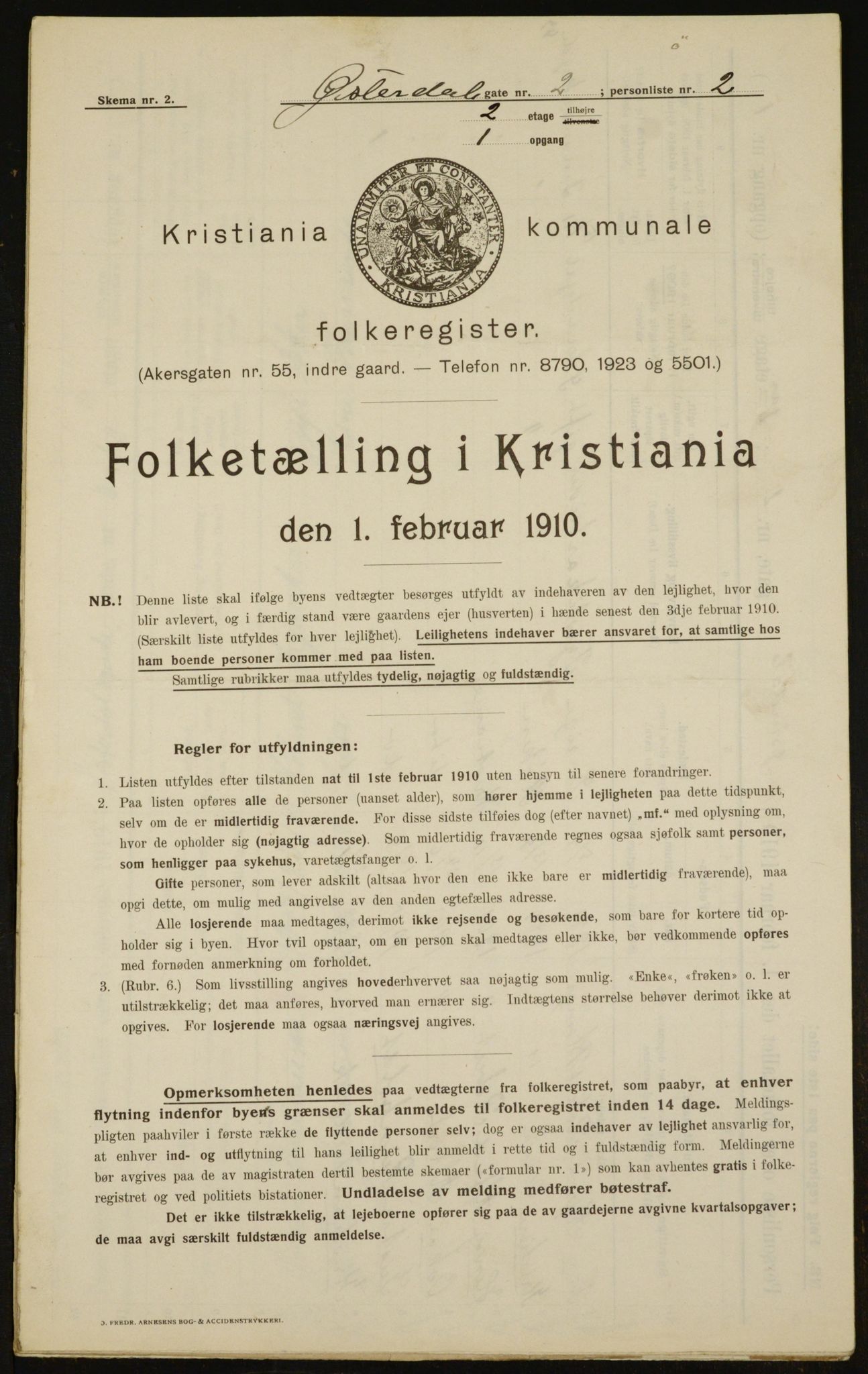 OBA, Municipal Census 1910 for Kristiania, 1910, p. 122254