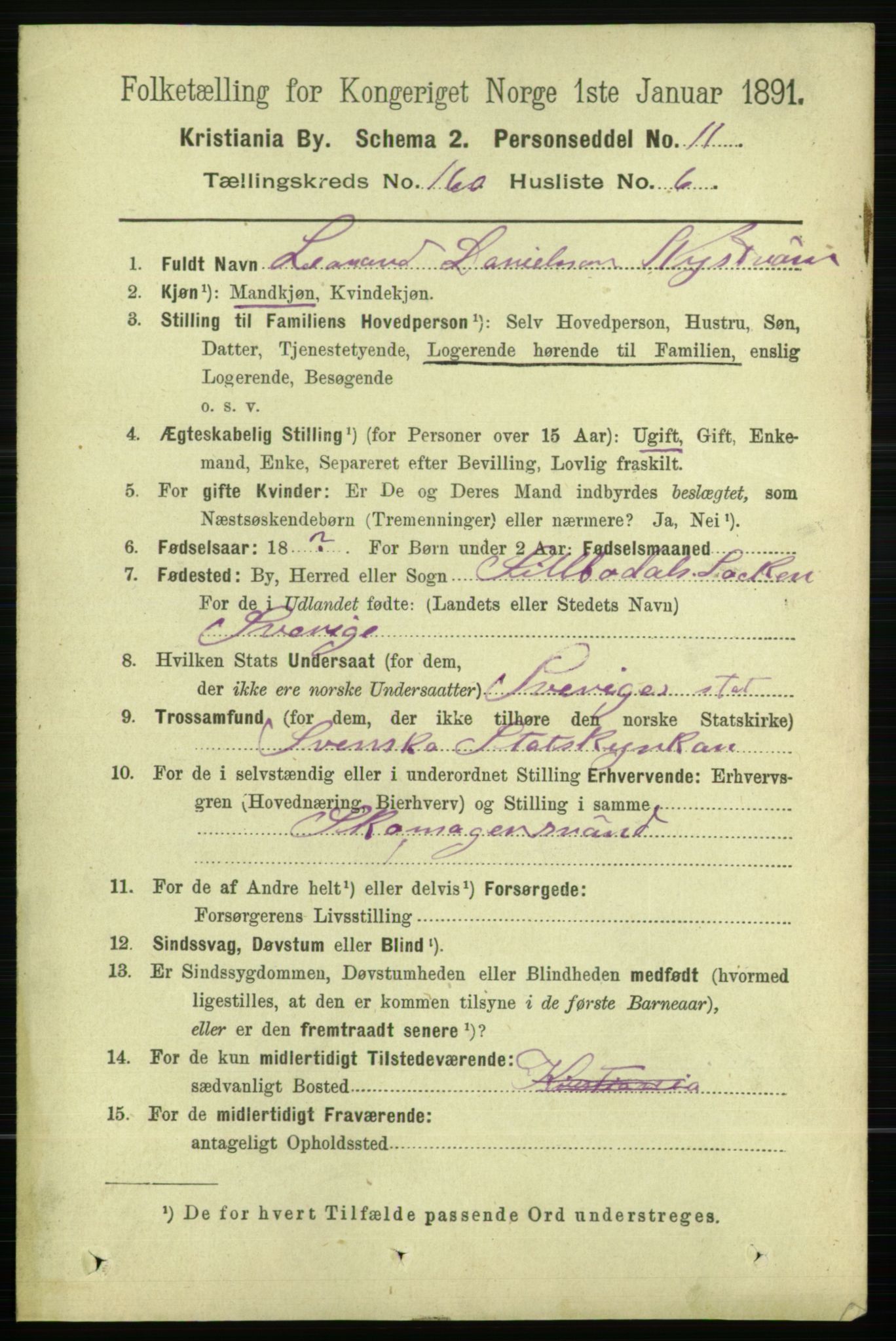 RA, 1891 census for 0301 Kristiania, 1891, p. 90846