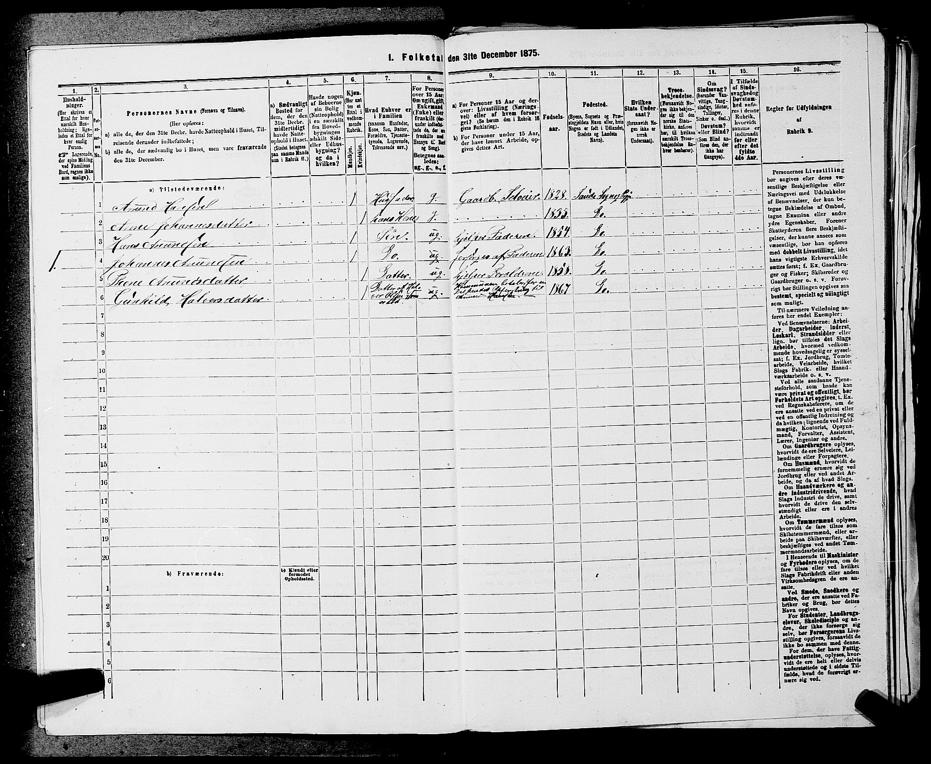 SAKO, 1875 census for 0822P Sauherad, 1875, p. 543