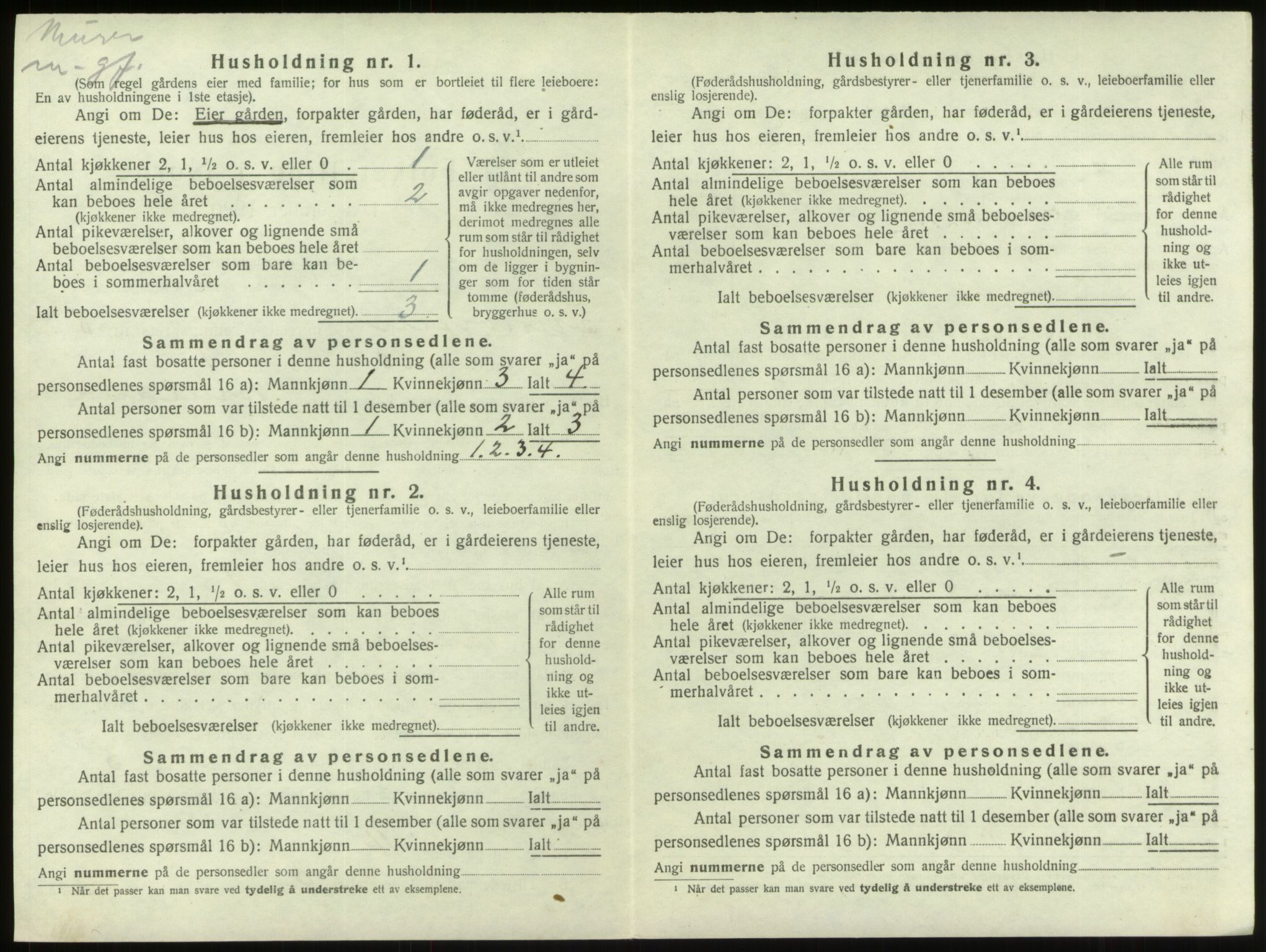 SAB, 1920 census for Innvik, 1920, p. 529