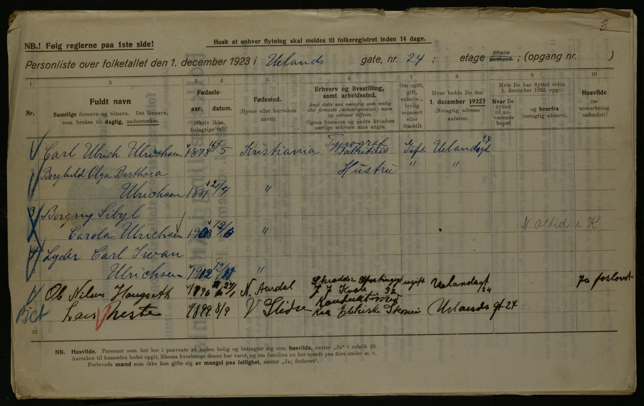 OBA, Municipal Census 1923 for Kristiania, 1923, p. 130992