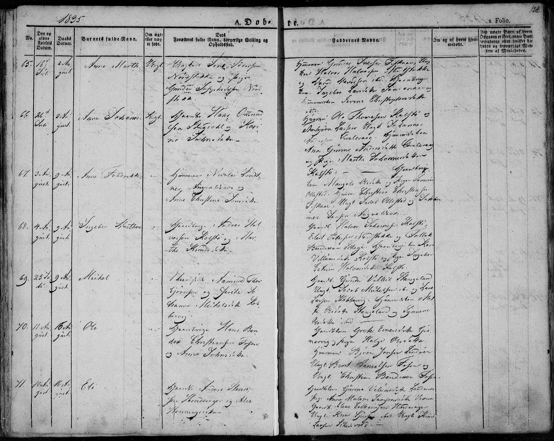 Avaldsnes sokneprestkontor, SAST/A -101851/H/Ha/Haa/L0005: Parish register (official) no. A 5.1, 1825-1841, p. 124