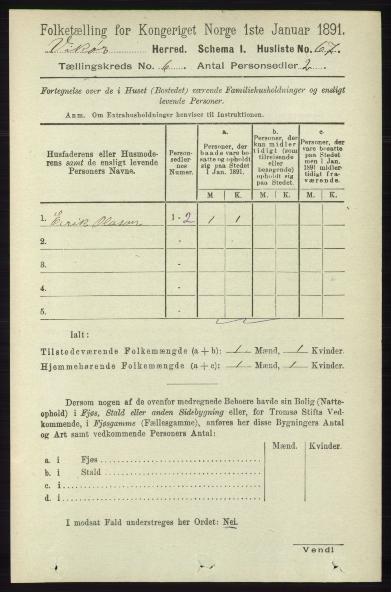 RA, 1891 census for 1238 Vikør, 1891, p. 1808