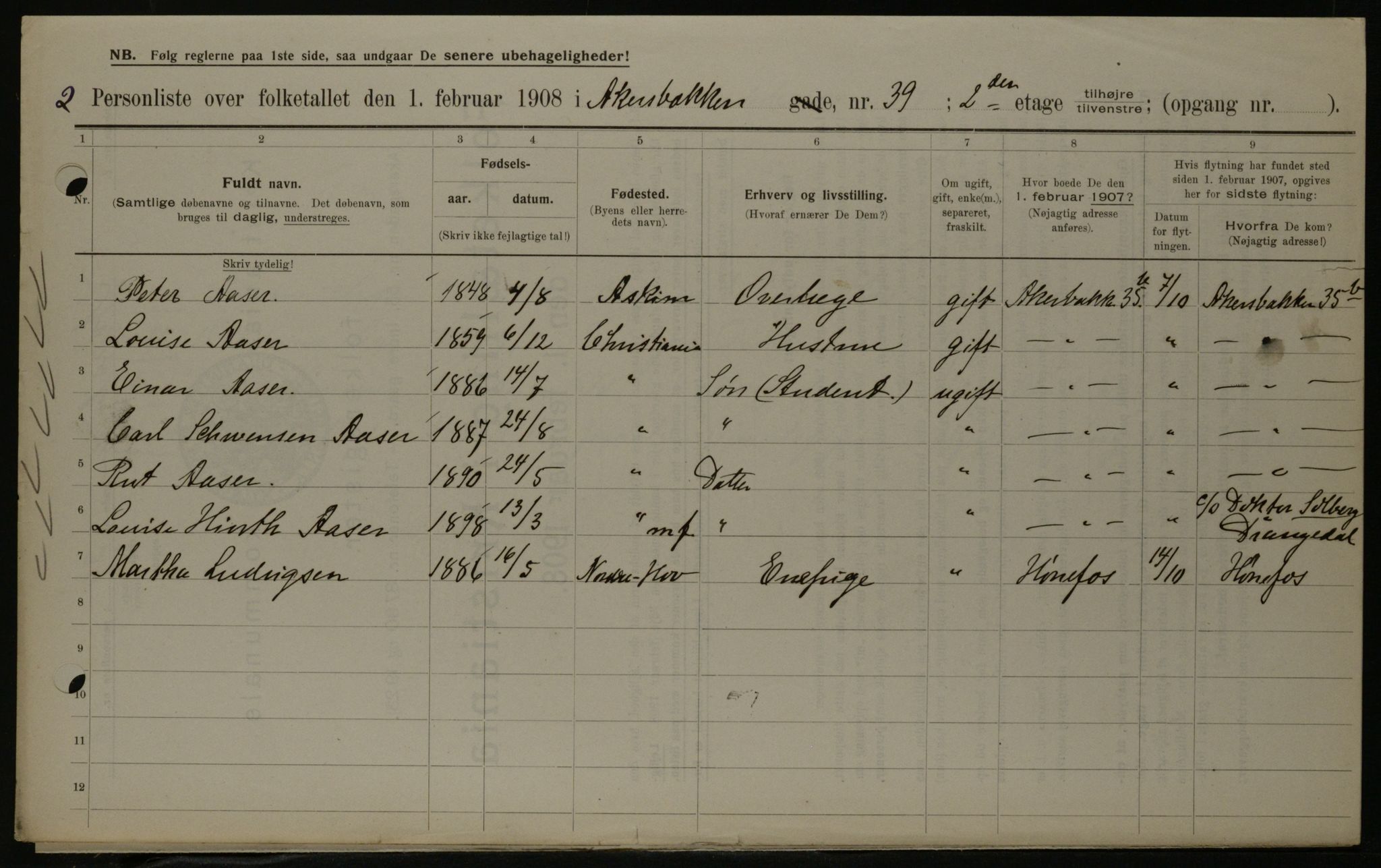 OBA, Municipal Census 1908 for Kristiania, 1908, p. 302