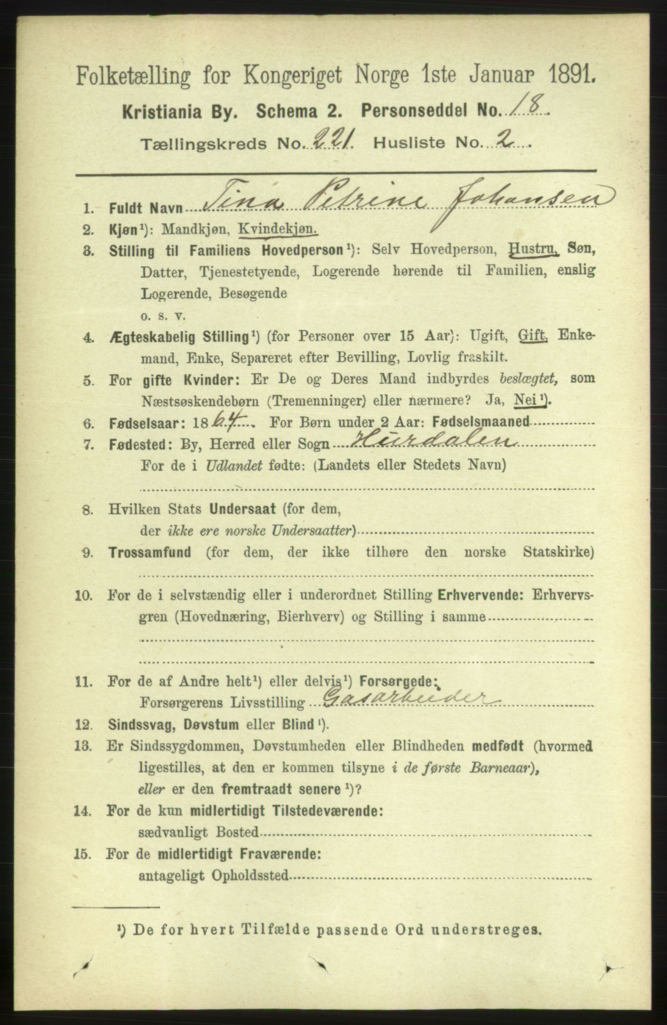 RA, 1891 census for 0301 Kristiania, 1891, p. 131952