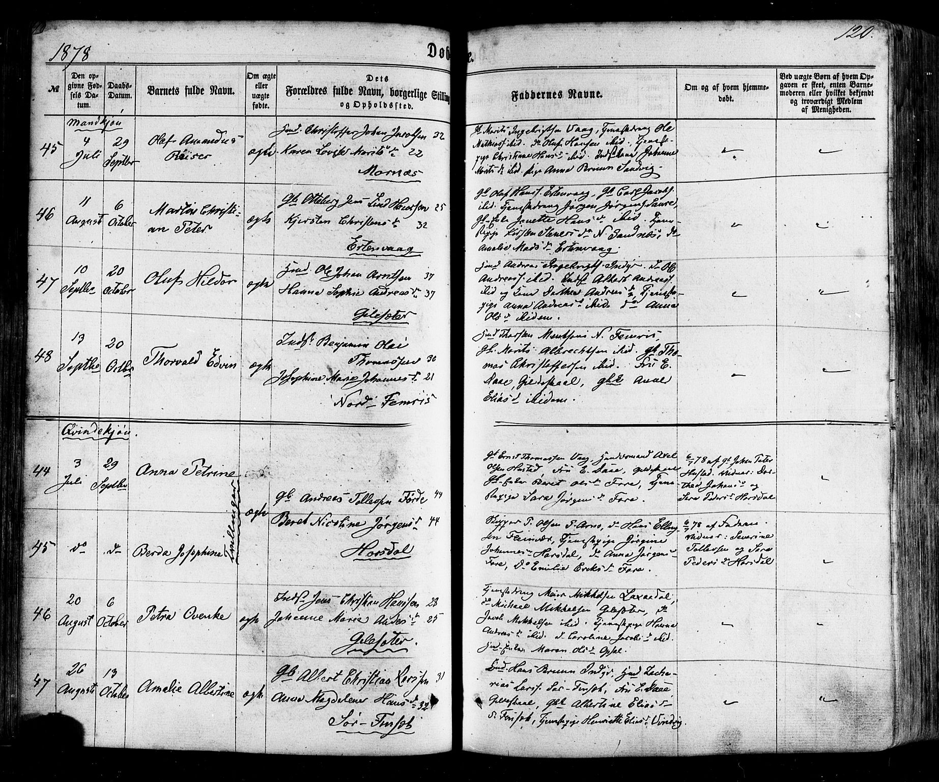 Ministerialprotokoller, klokkerbøker og fødselsregistre - Nordland, SAT/A-1459/805/L0098: Parish register (official) no. 805A05, 1862-1879, p. 120
