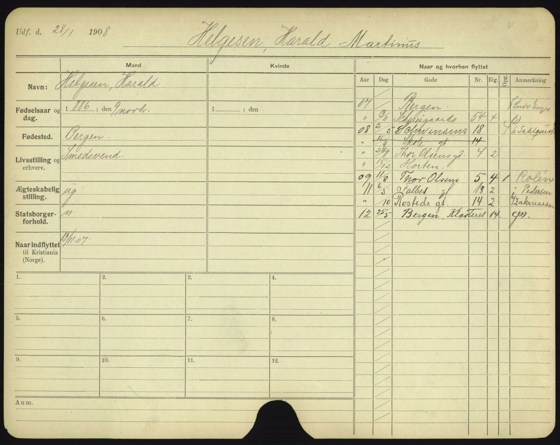 Oslo folkeregister, Registerkort, SAO/A-11715/F/Fa/Fac/L0004: Menn, 1906-1914, p. 576a