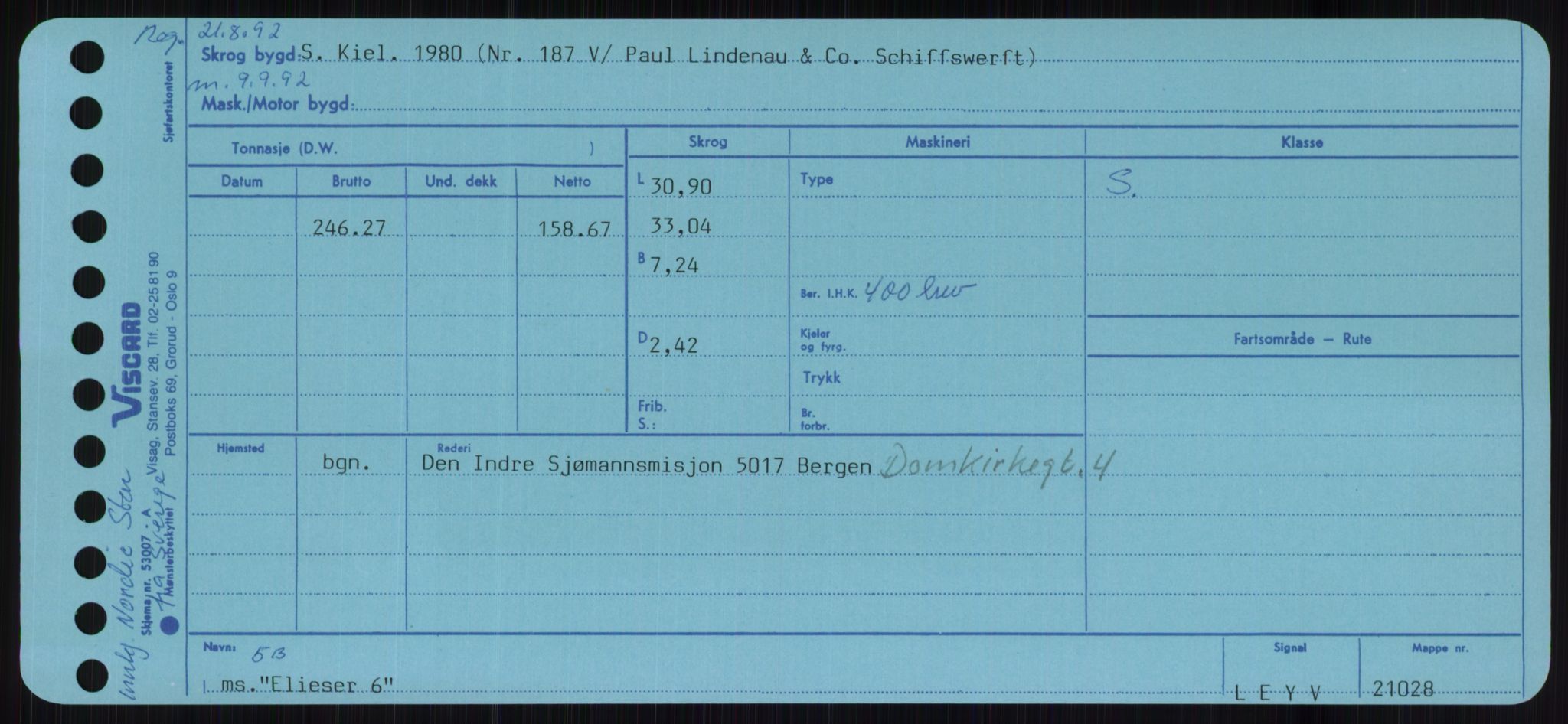 Sjøfartsdirektoratet med forløpere, Skipsmålingen, RA/S-1627/H/Ha/L0002/0001: Fartøy, Eik-Hill / Fartøy, Eik-F, p. 93