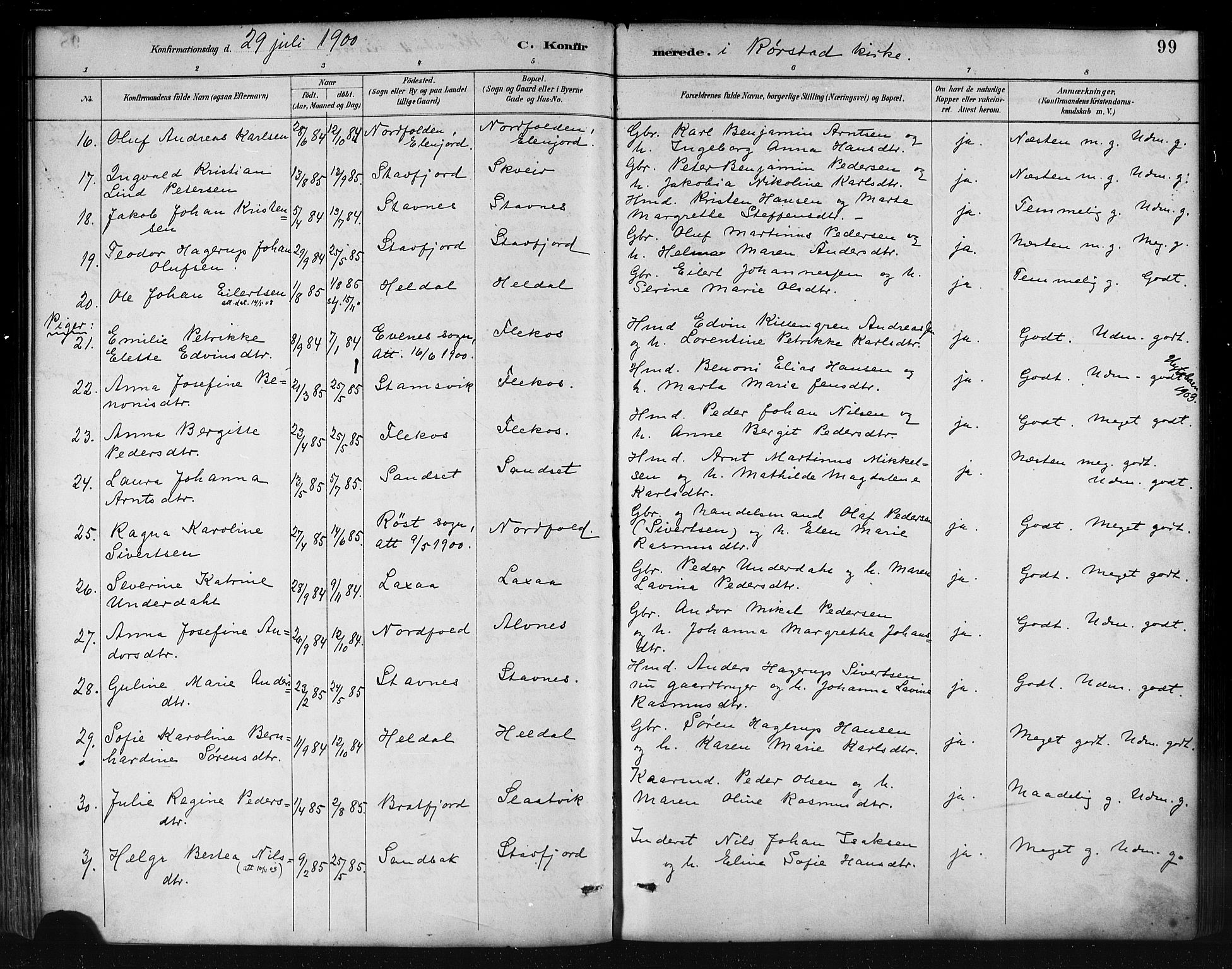 Ministerialprotokoller, klokkerbøker og fødselsregistre - Nordland, AV/SAT-A-1459/858/L0831: Parish register (official) no. 858A01, 1884-1902, p. 99