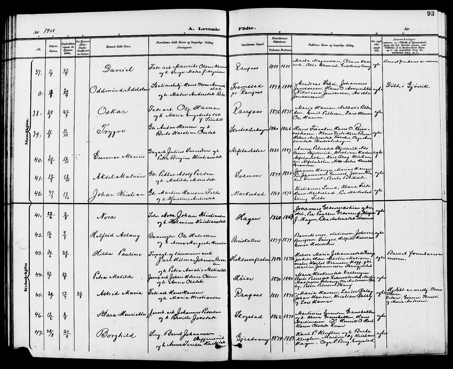 Vestre Toten prestekontor, AV/SAH-PREST-108/H/Ha/Hab/L0010: Parish register (copy) no. 10, 1900-1912, p. 93