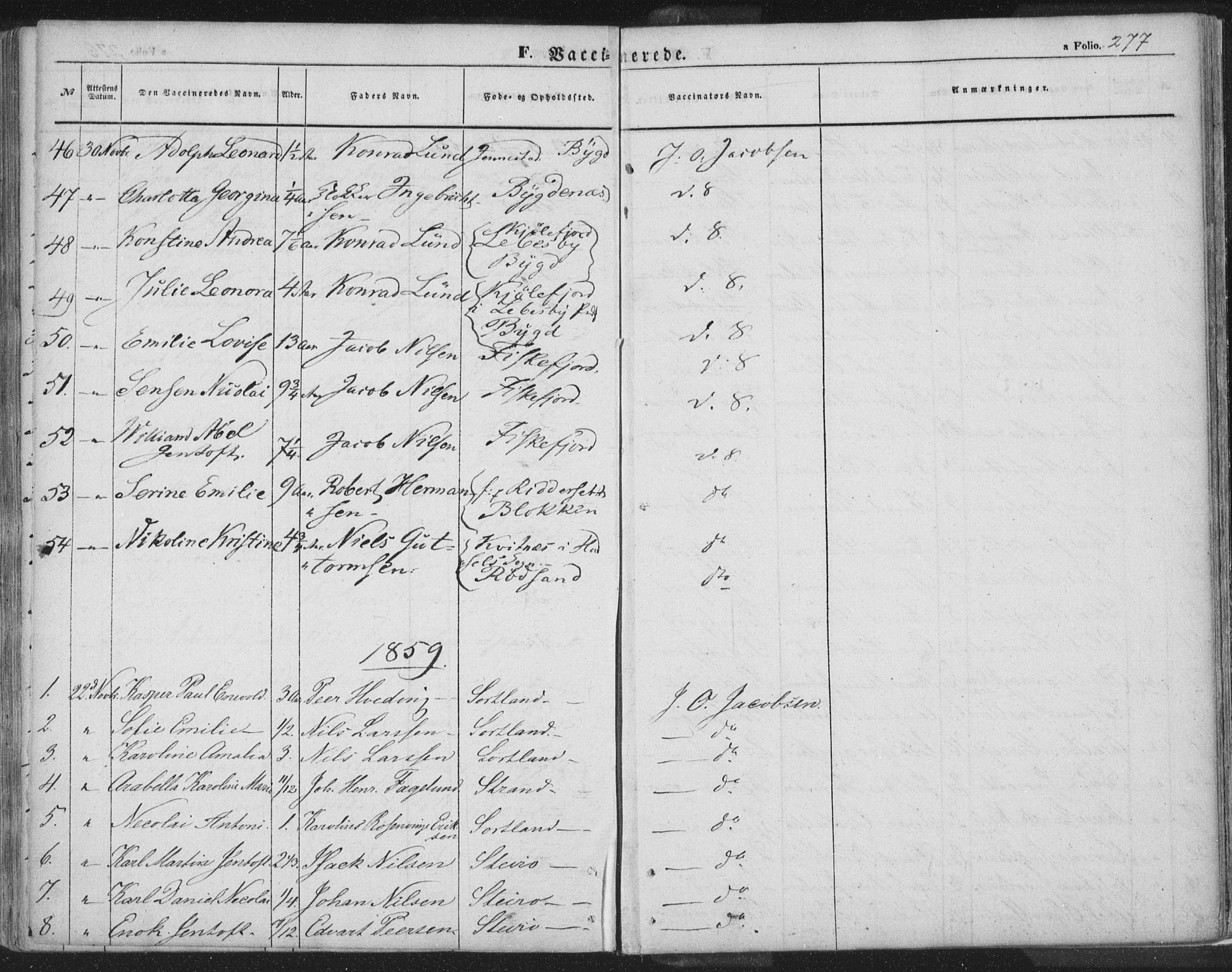 Ministerialprotokoller, klokkerbøker og fødselsregistre - Nordland, SAT/A-1459/895/L1369: Parish register (official) no. 895A04, 1852-1872, p. 277