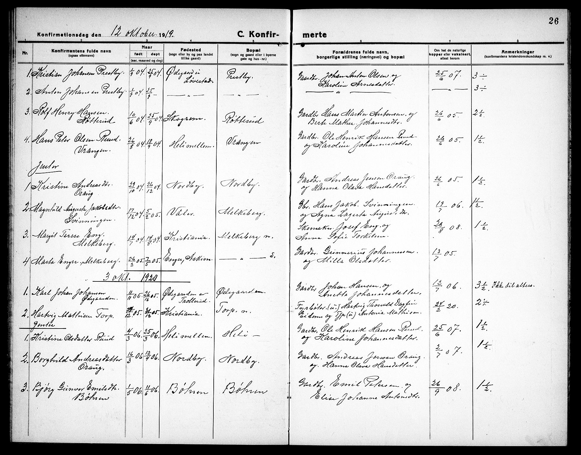 Spydeberg prestekontor Kirkebøker, SAO/A-10924/G/Gc/L0002: Parish register (copy) no. III 2, 1918-1939, p. 26