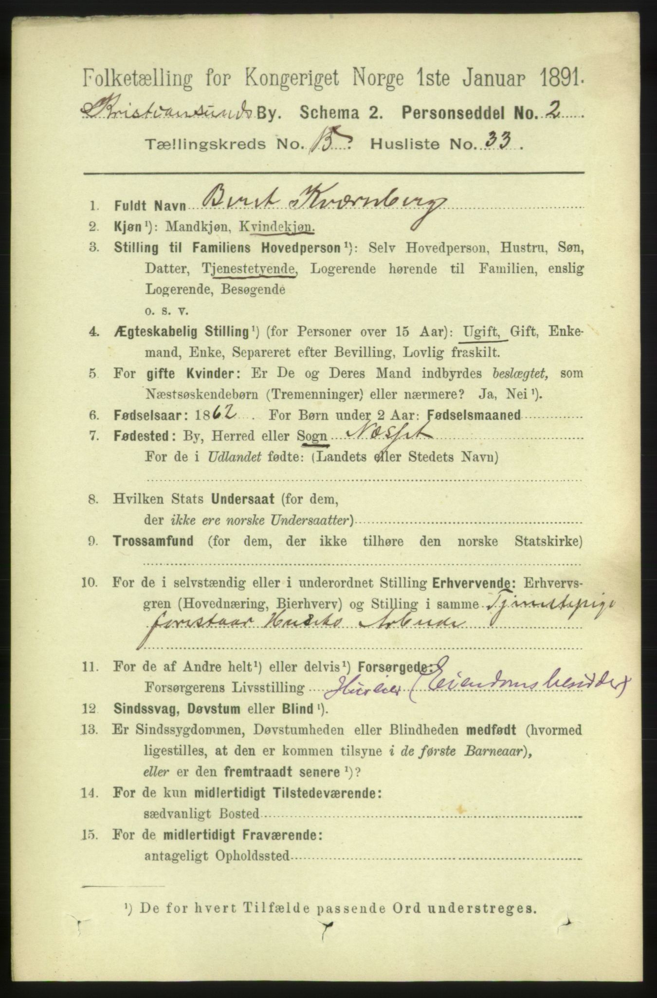 RA, 1891 census for 1503 Kristiansund, 1891, p. 11121