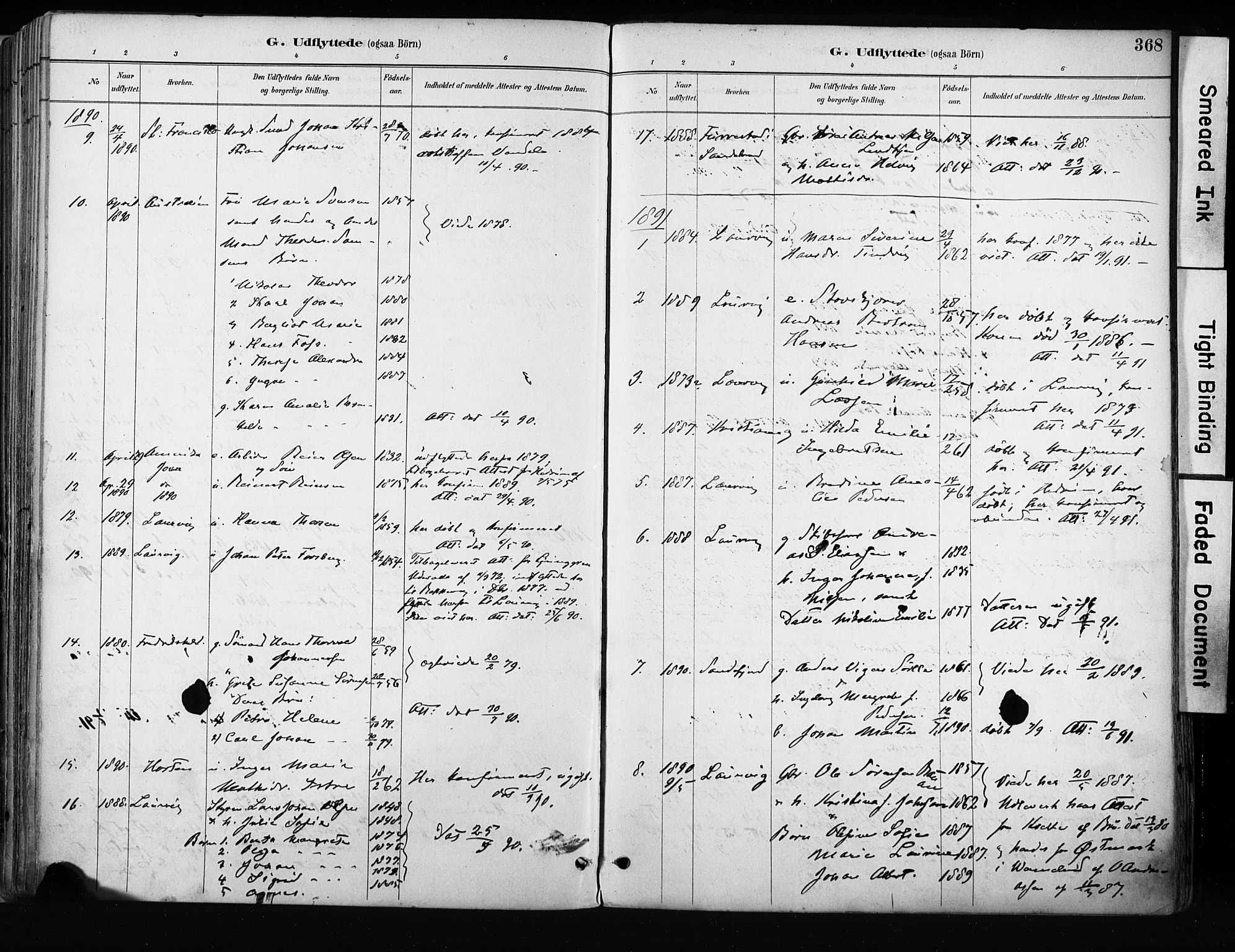 Tjølling kirkebøker, AV/SAKO-A-60/F/Fa/L0009: Parish register (official) no. 9, 1887-1905, p. 368