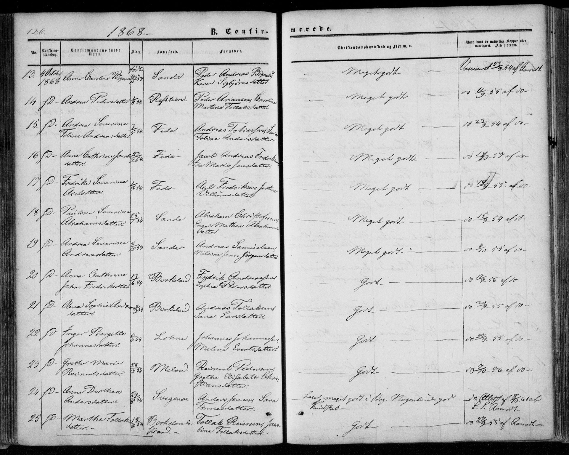 Kvinesdal sokneprestkontor, AV/SAK-1111-0026/F/Fa/Faa/L0002: Parish register (official) no. A 2, 1850-1876, p. 126