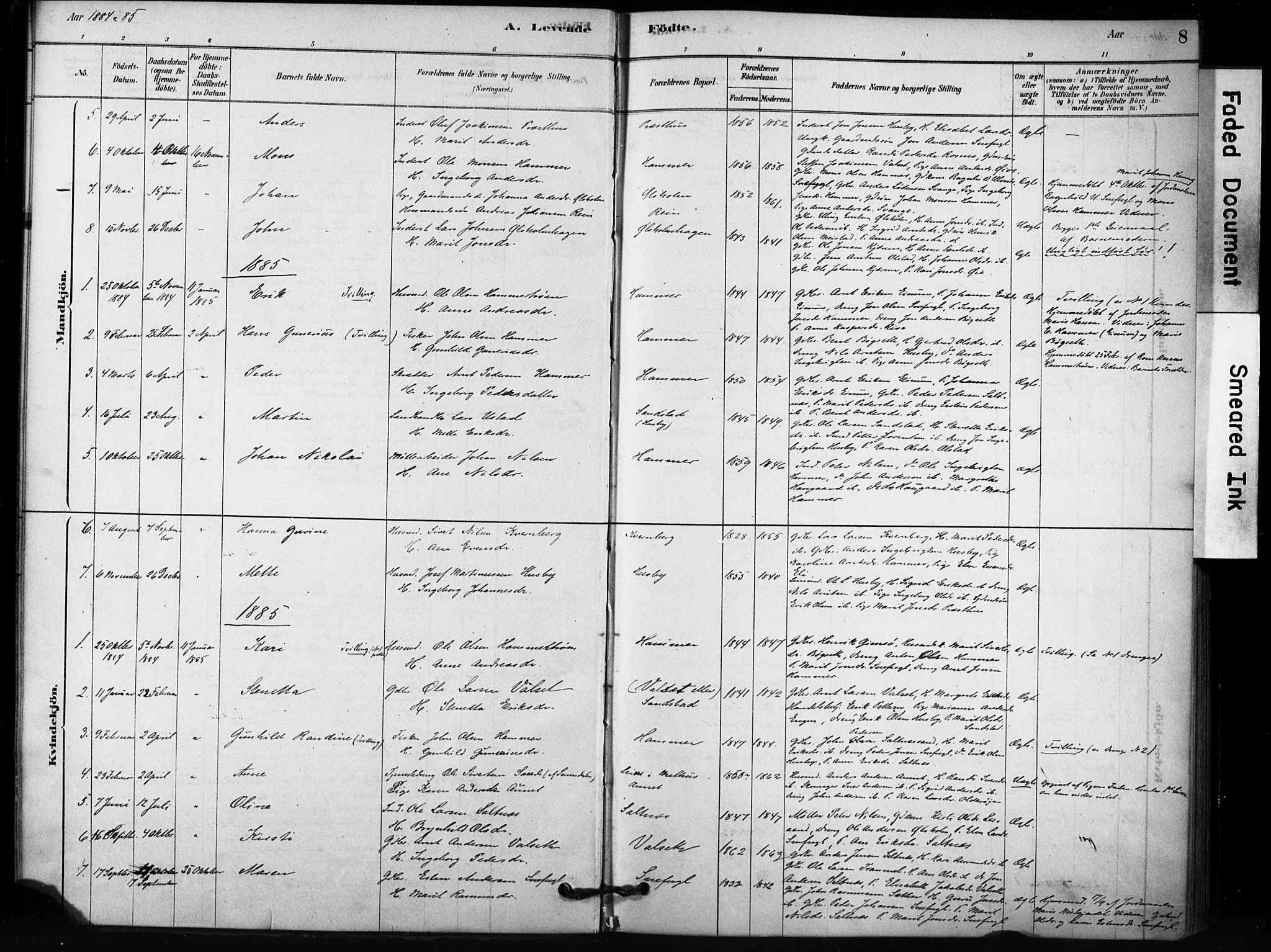 Ministerialprotokoller, klokkerbøker og fødselsregistre - Sør-Trøndelag, SAT/A-1456/666/L0786: Parish register (official) no. 666A04, 1878-1895, p. 8