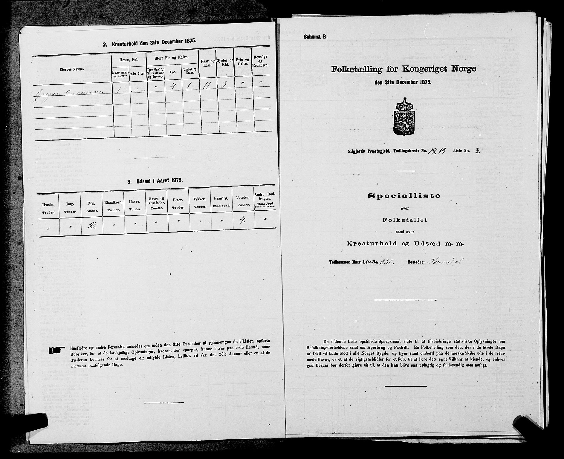 SAKO, 1875 census for 0828P Seljord, 1875, p. 1385