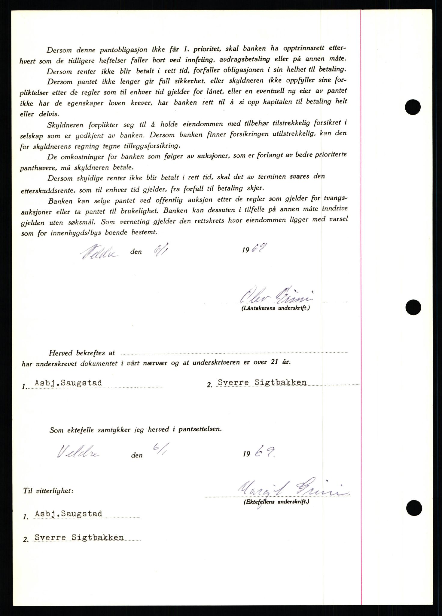 Nord-Hedmark sorenskriveri, SAH/TING-012/H/Hb/Hbf/L0077: Mortgage book no. B77, 1968-1969, Diary no: : 76/1969