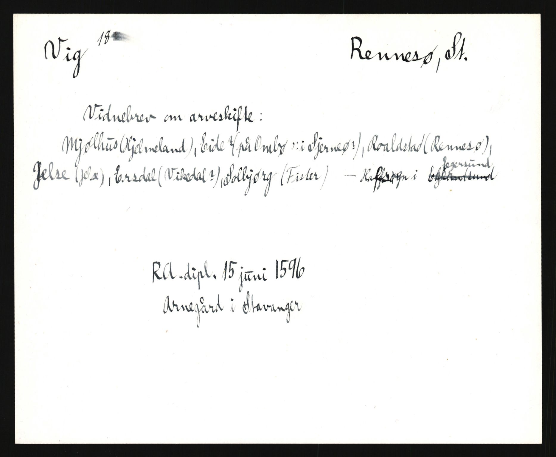 Riksarkivets diplomsamling, AV/RA-EA-5965/F35/F35e/L0027: Registreringssedler Rogaland, 1400-1700, p. 317