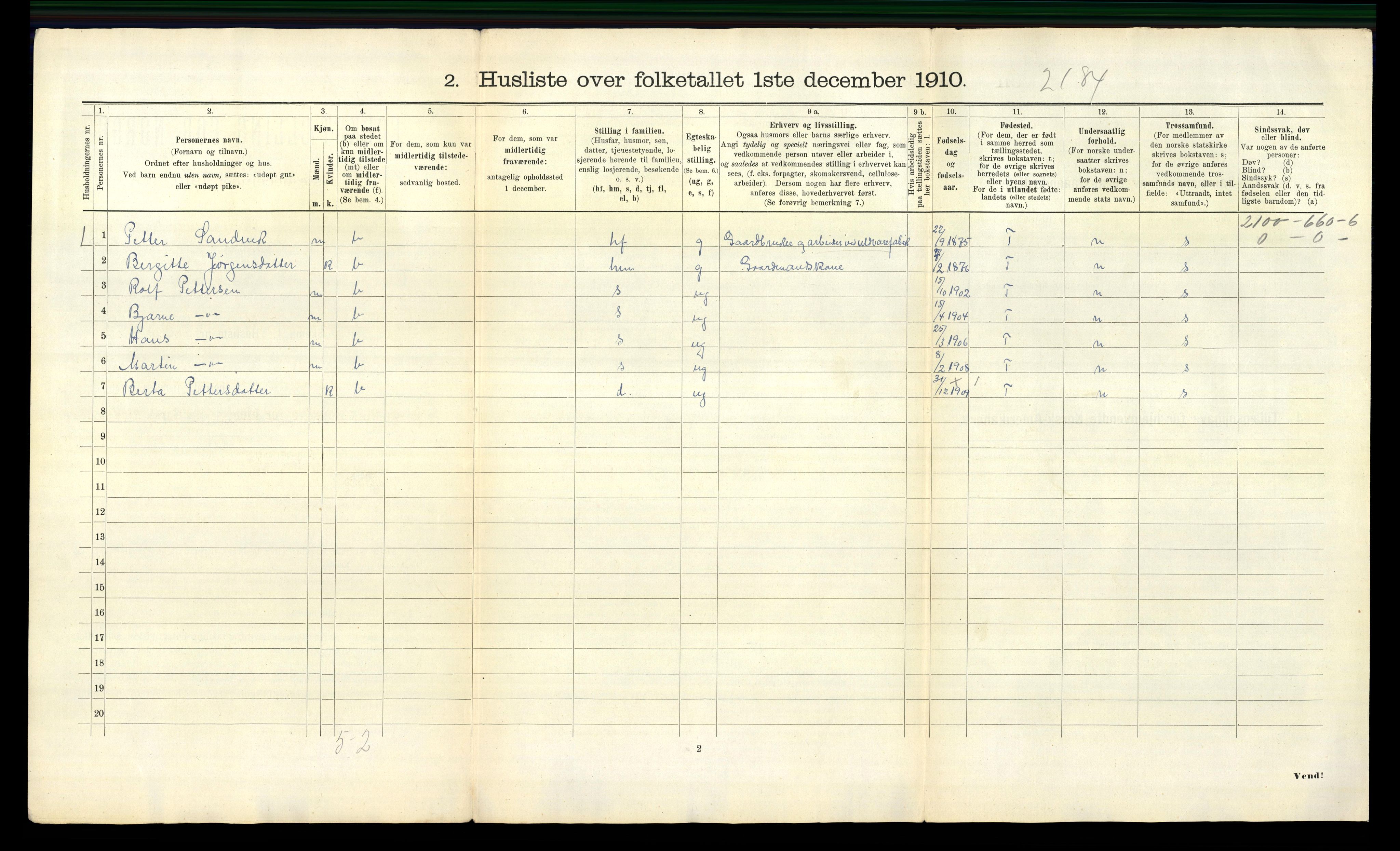 RA, 1910 census for Borgund, 1910, p. 1272