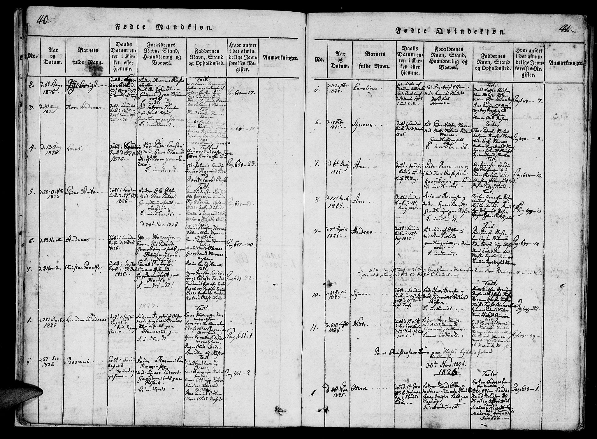 Ministerialprotokoller, klokkerbøker og fødselsregistre - Møre og Romsdal, AV/SAT-A-1454/561/L0727: Parish register (official) no. 561A01, 1817-1858, p. 40-41