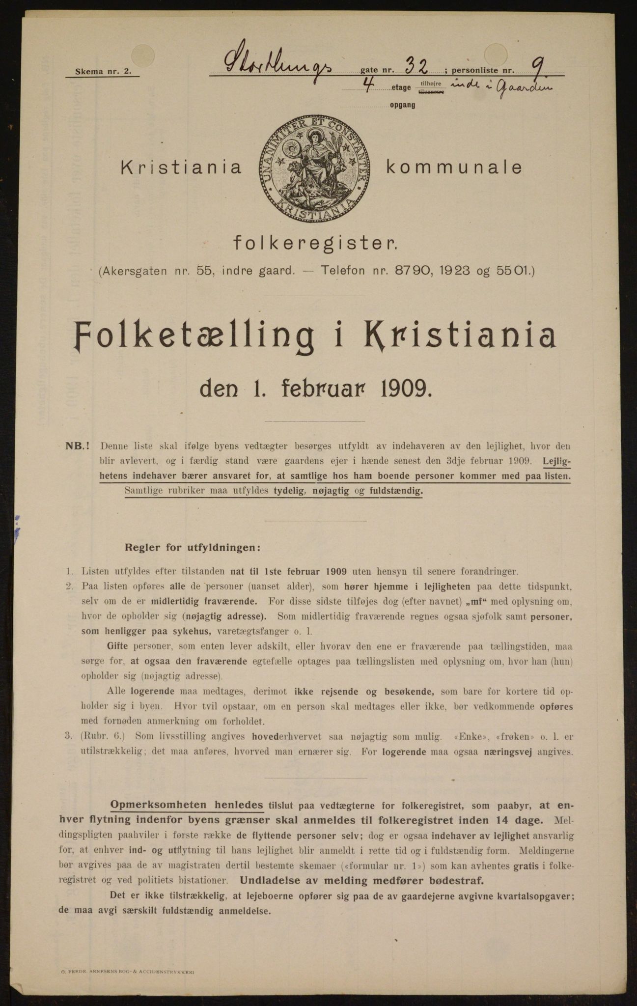 OBA, Municipal Census 1909 for Kristiania, 1909, p. 93680