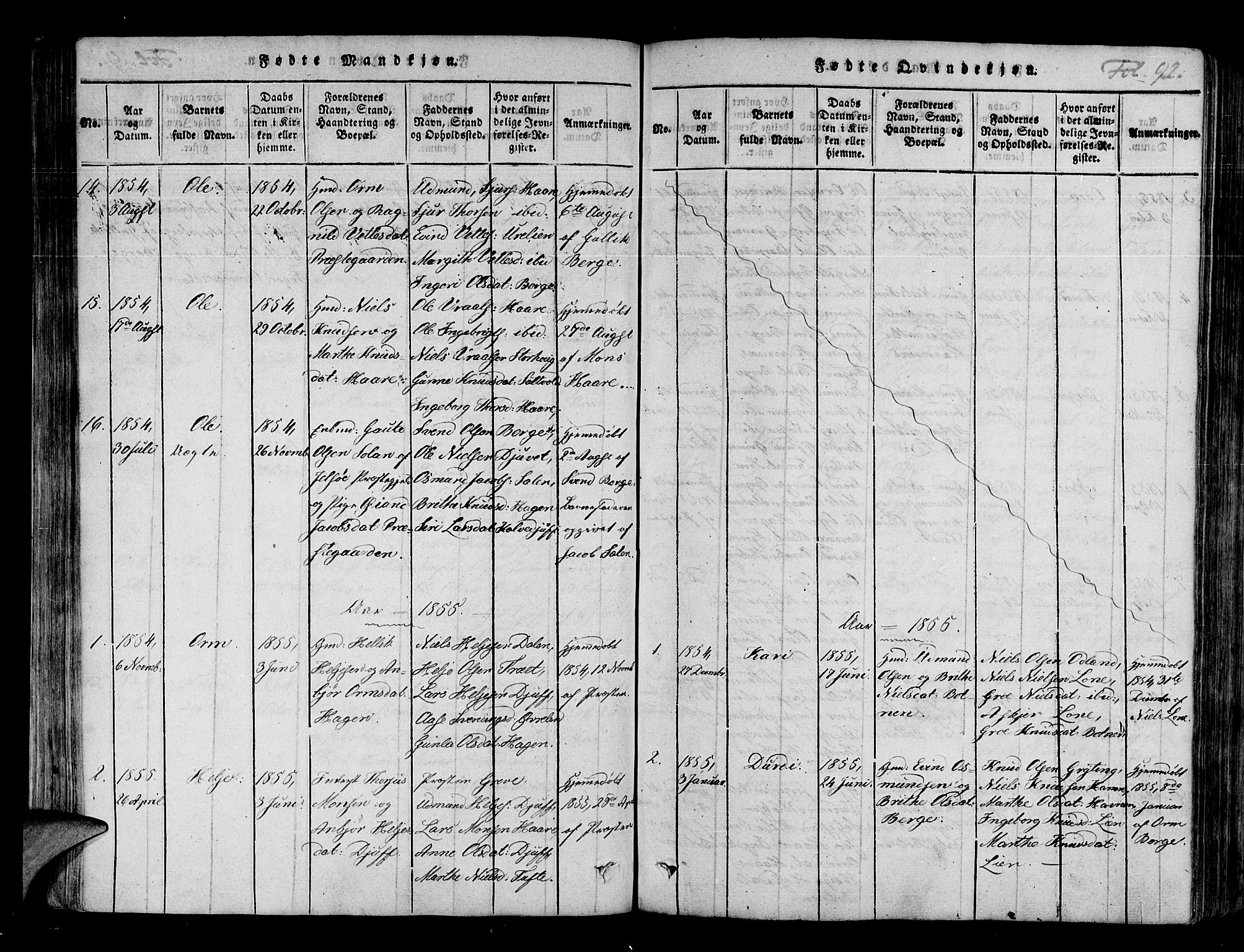 Røldal sokneprestembete, SAB/A-100247: Parish register (official) no. A 2, 1817-1856, p. 92