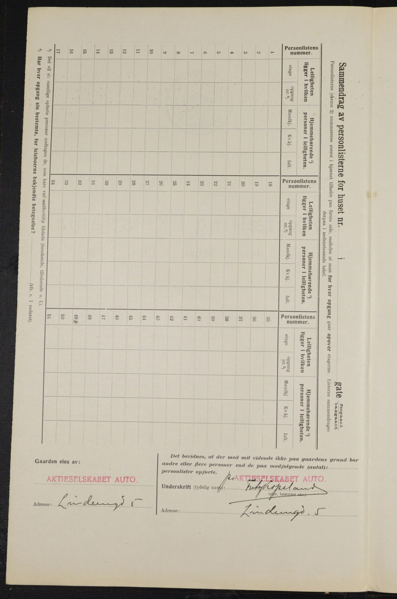 OBA, Municipal Census 1914 for Kristiania, 1914, p. 57617