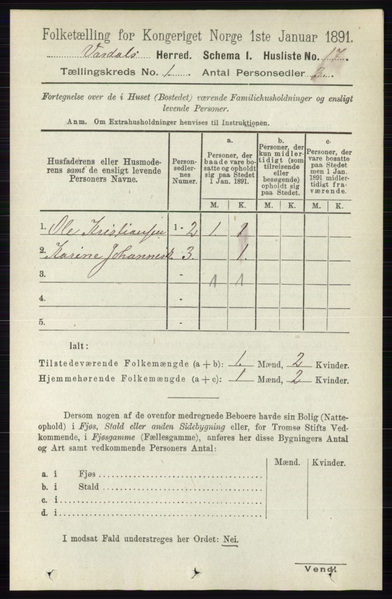 RA, 1891 census for 0527 Vardal, 1891, p. 41