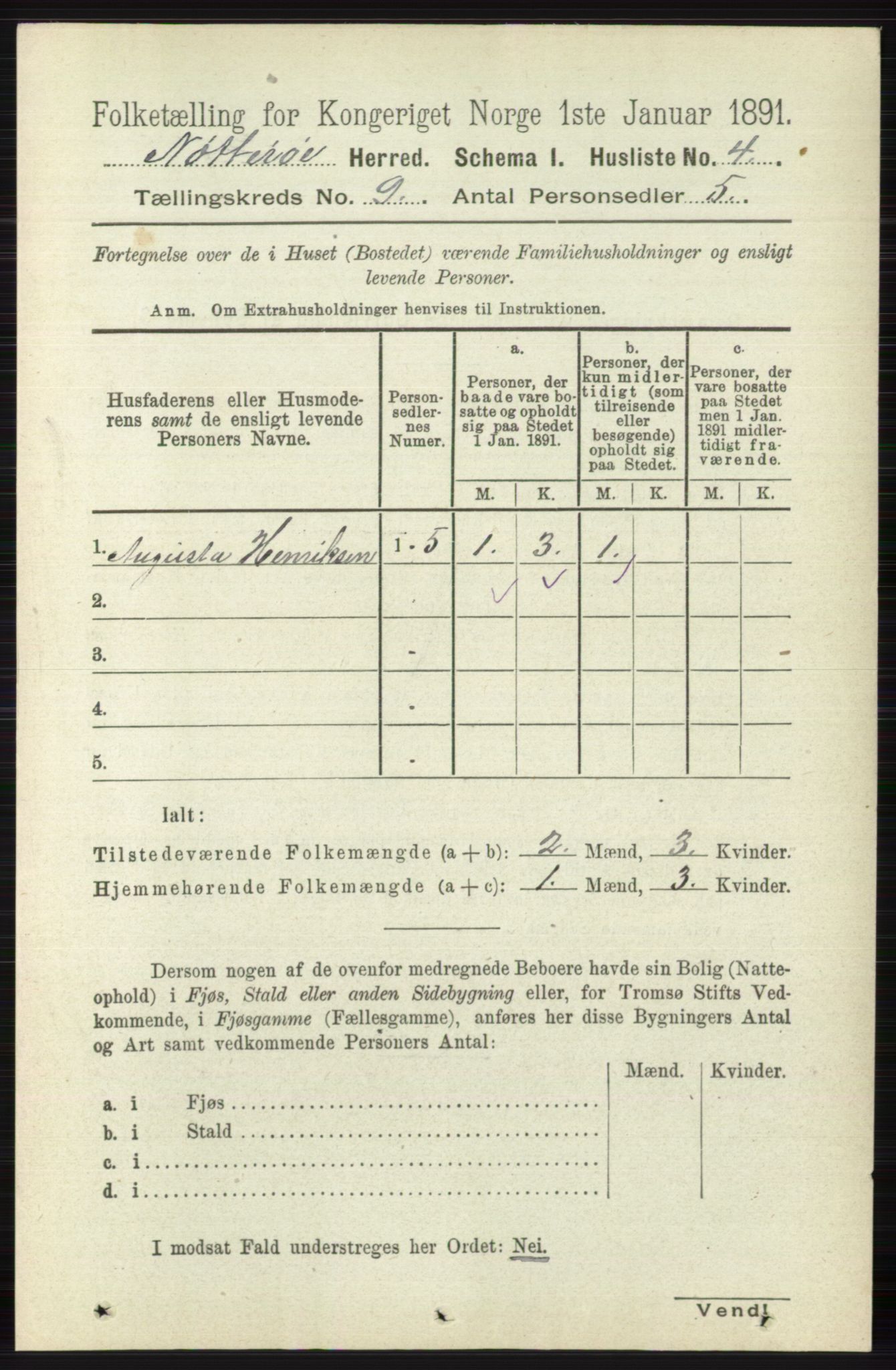 RA, 1891 census for 0722 Nøtterøy, 1891, p. 4458