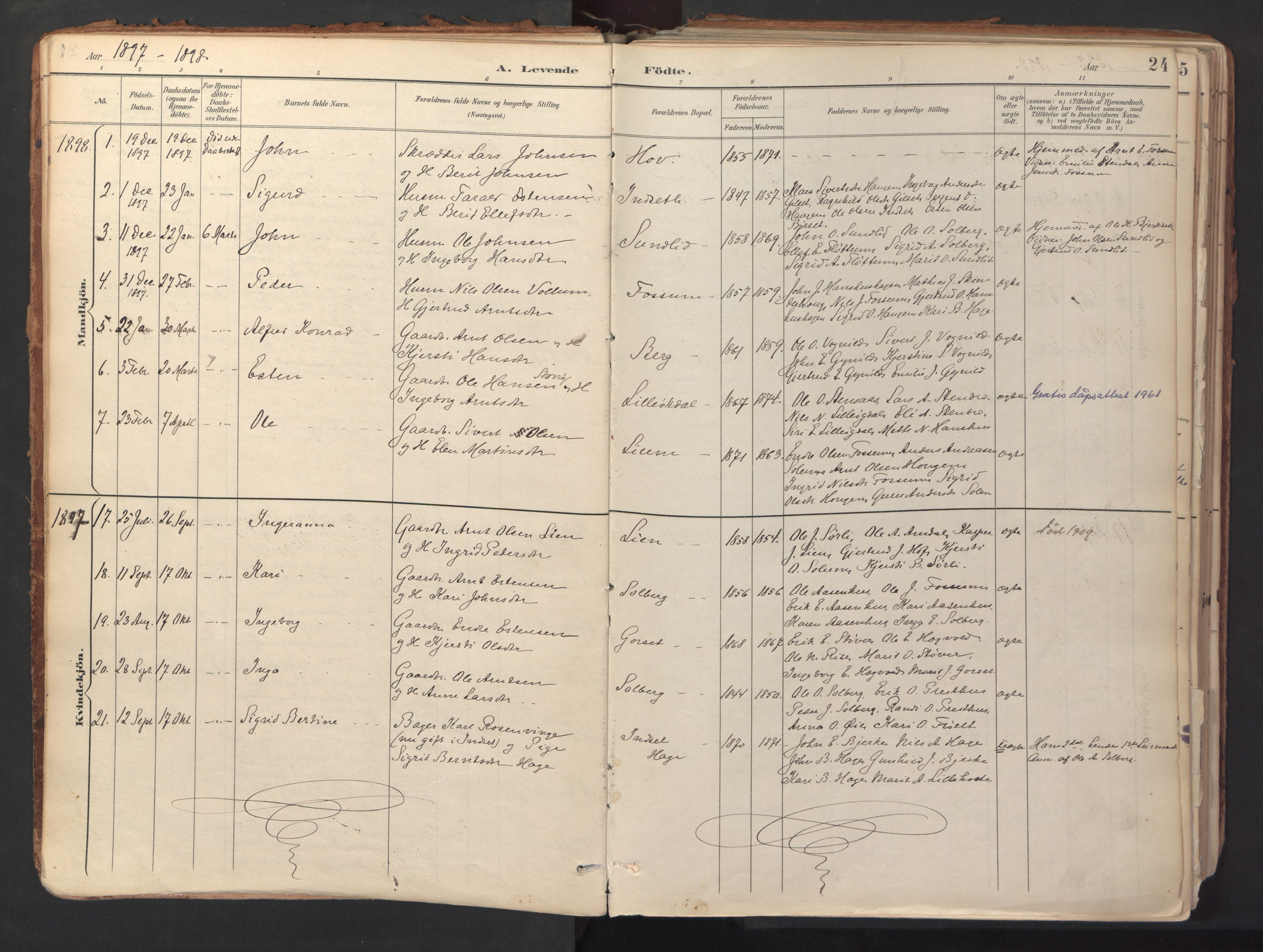 Ministerialprotokoller, klokkerbøker og fødselsregistre - Sør-Trøndelag, SAT/A-1456/689/L1041: Parish register (official) no. 689A06, 1891-1923, p. 24