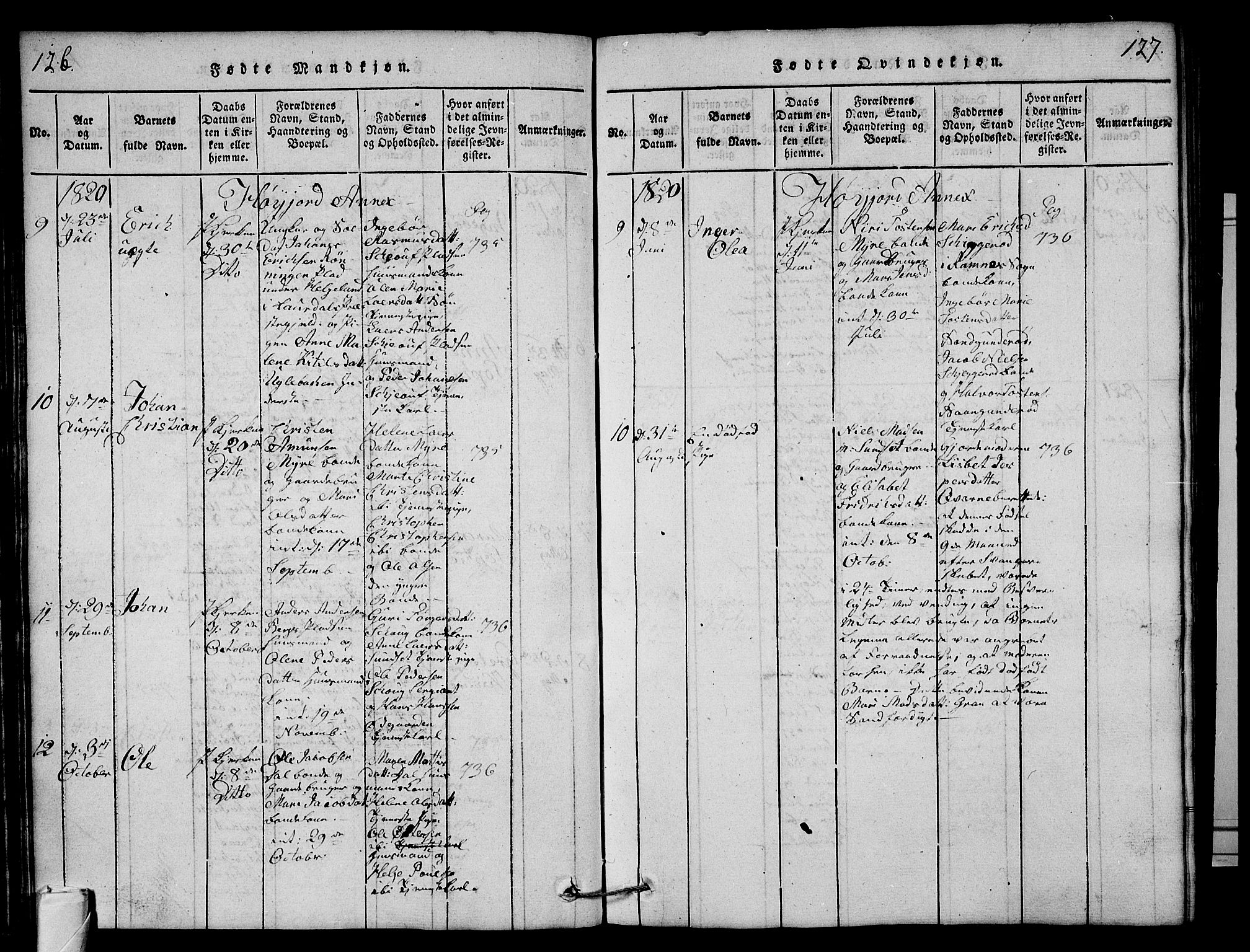 Andebu kirkebøker, AV/SAKO-A-336/G/Ga/L0001: Parish register (copy) no. I 1 /2, 1815-1823, p. 126-127