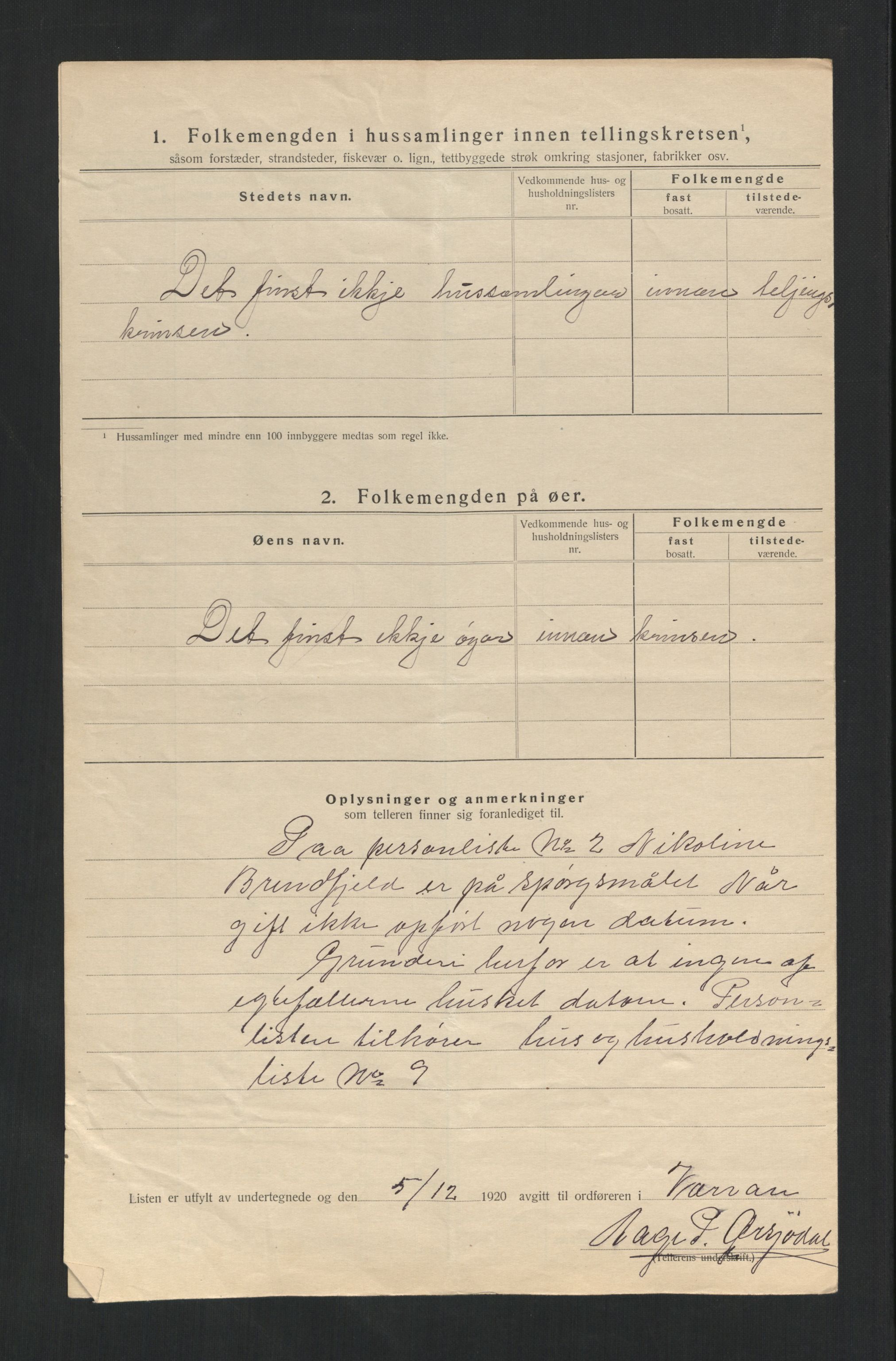 SAT, 1920 census for Verran, 1920, p. 23