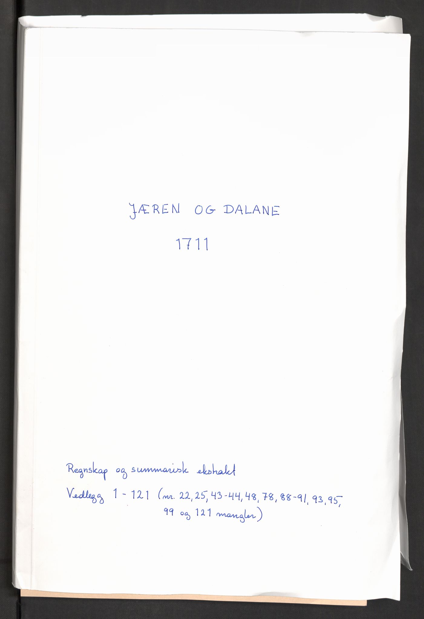 Rentekammeret inntil 1814, Reviderte regnskaper, Fogderegnskap, RA/EA-4092/R46/L2735: Fogderegnskap Jæren og Dalane, 1711, p. 2