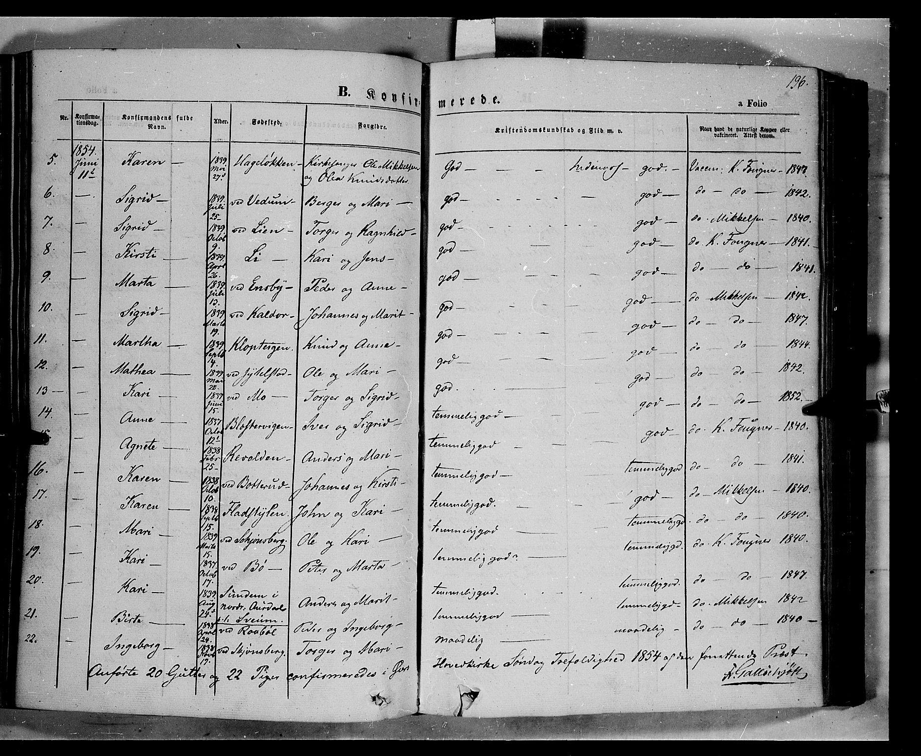 Øyer prestekontor, AV/SAH-PREST-084/H/Ha/Haa/L0005: Parish register (official) no. 5, 1842-1857, p. 196