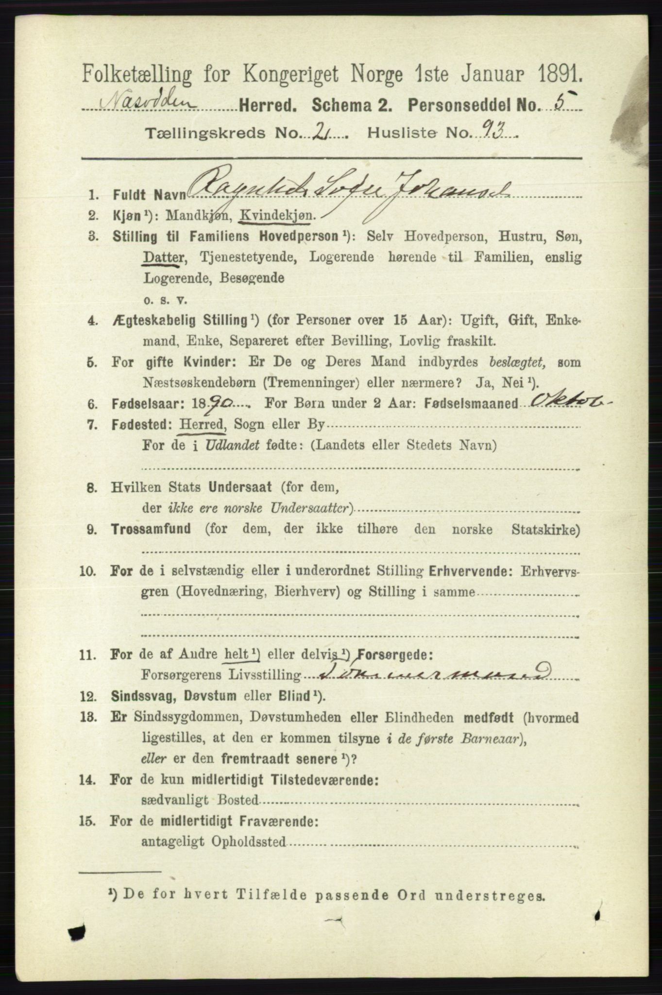 RA, 1891 census for 0216 Nesodden, 1891, p. 959