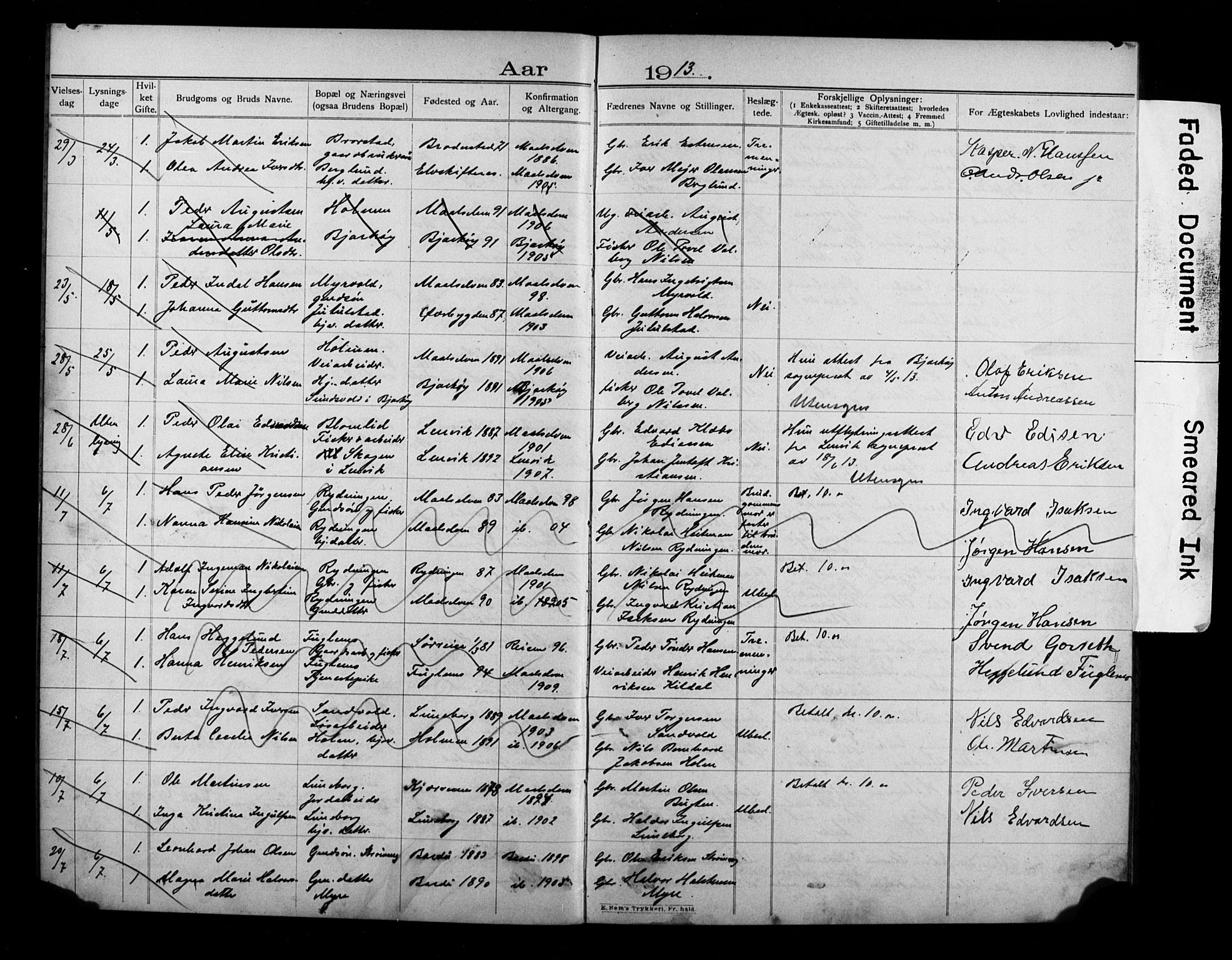 Målselv sokneprestembete, AV/SATØ-S-1311/I/Id/L0040: Banns register no. 40, 1906-1918