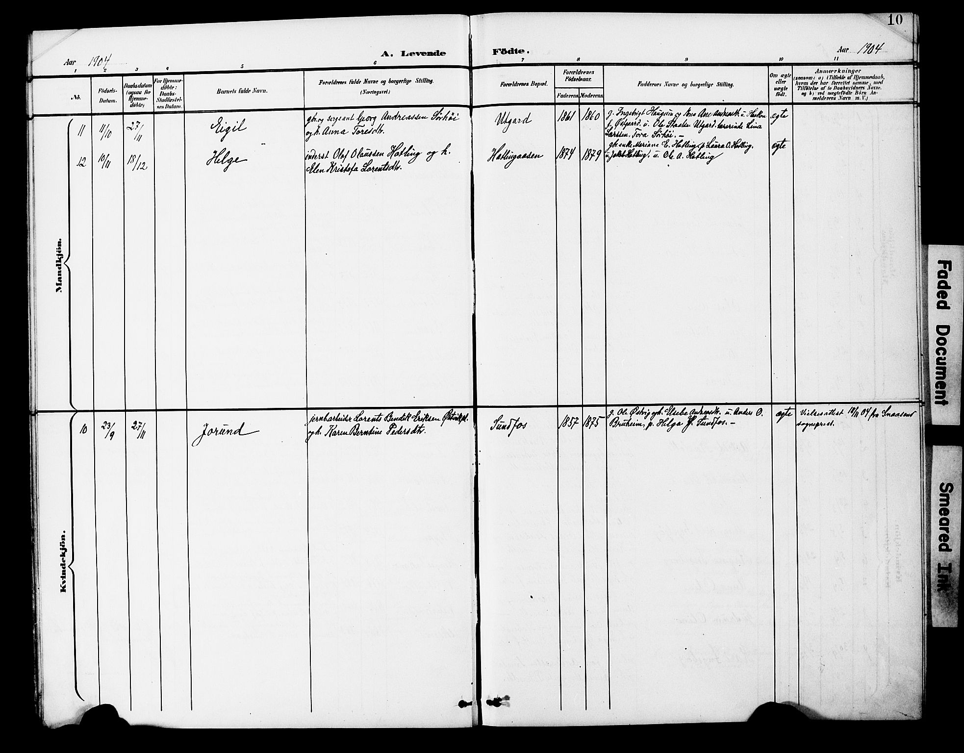 Ministerialprotokoller, klokkerbøker og fødselsregistre - Nord-Trøndelag, SAT/A-1458/746/L0452: Parish register (official) no. 746A09, 1900-1908, p. 10
