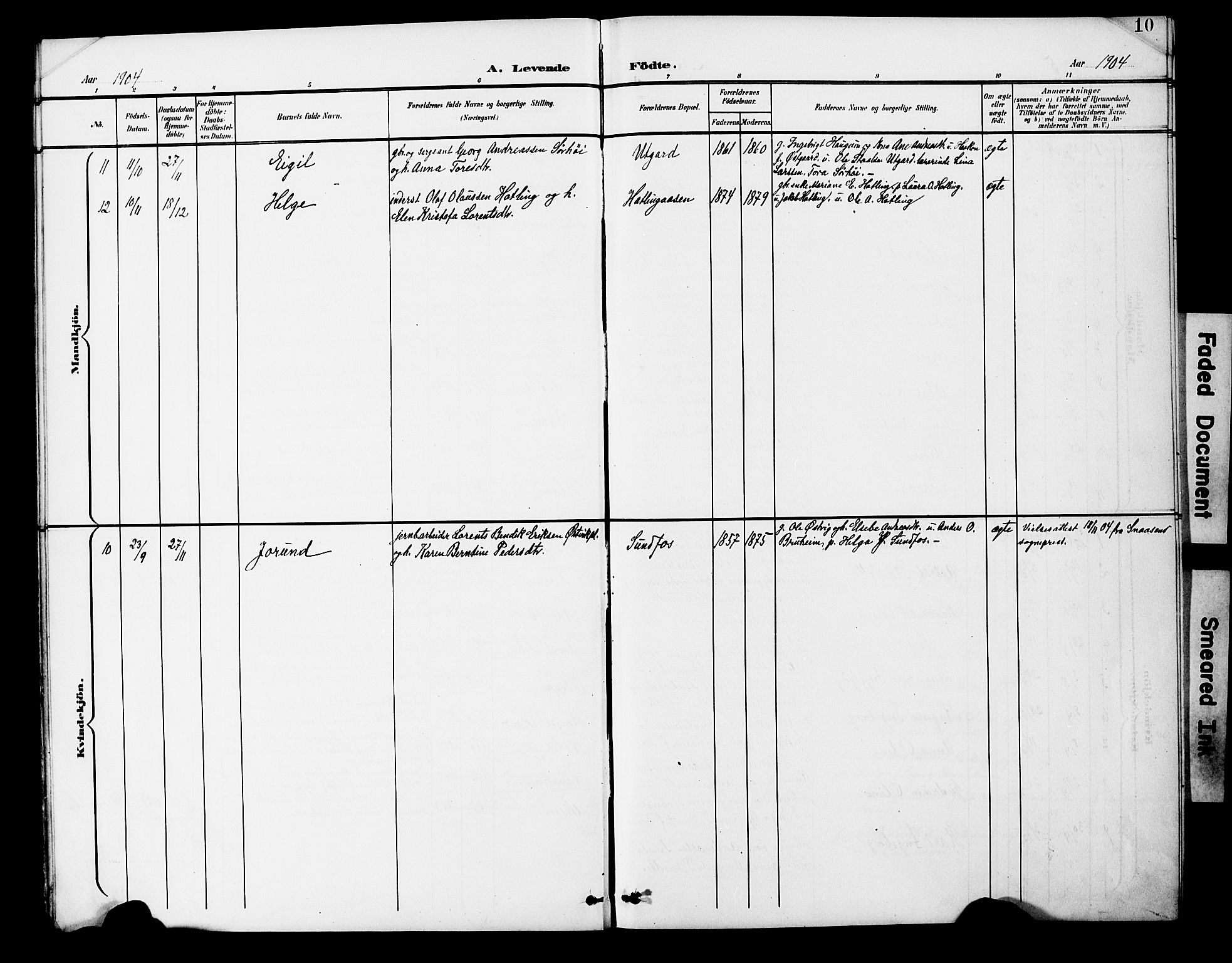 Ministerialprotokoller, klokkerbøker og fødselsregistre - Nord-Trøndelag, AV/SAT-A-1458/746/L0452: Parish register (official) no. 746A09, 1900-1908, p. 10