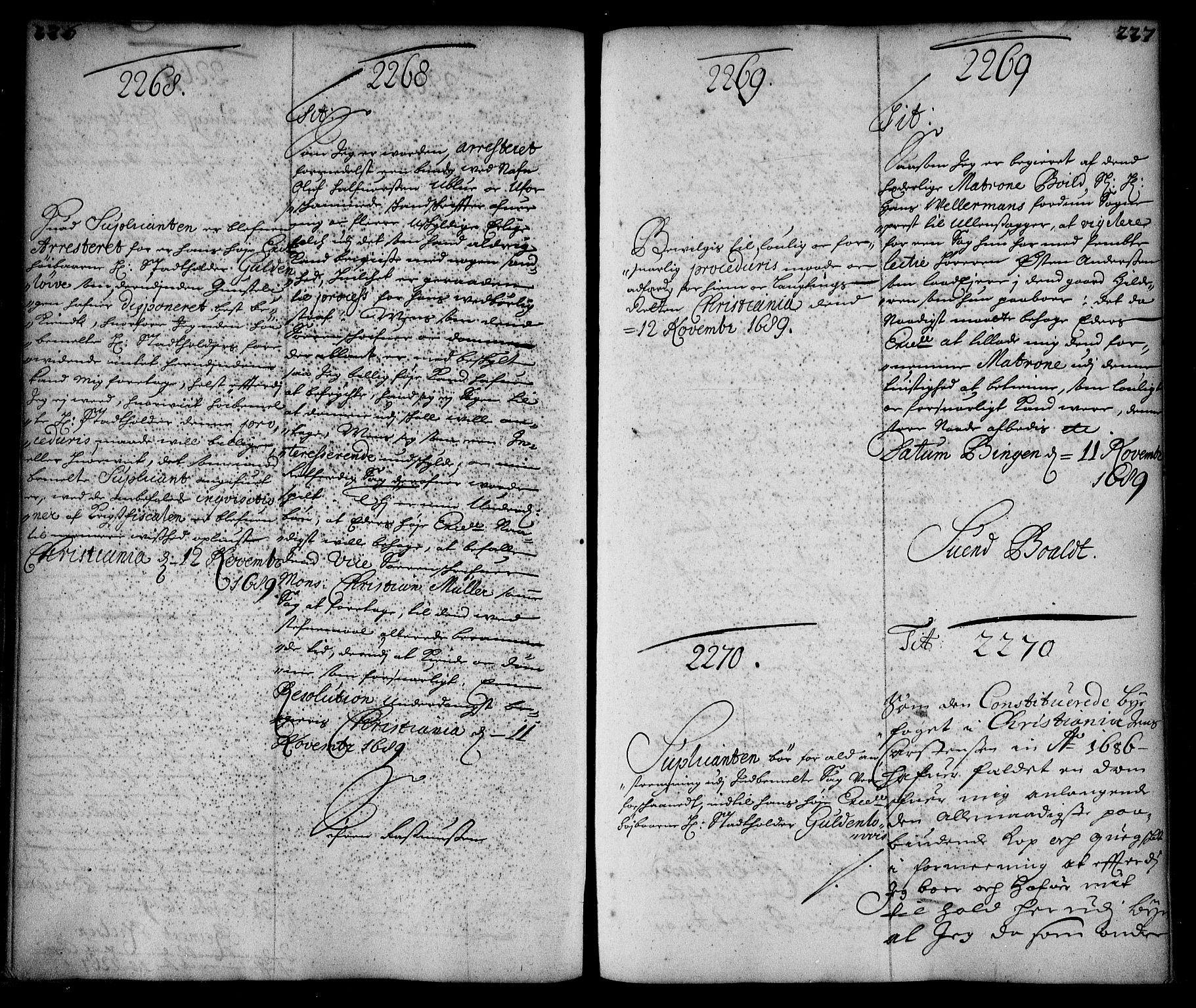 Stattholderembetet 1572-1771, AV/RA-EA-2870/Ae/L0007: Supplikasjons- og resolusjonsprotokoll, 1689-1691, p. 226-227