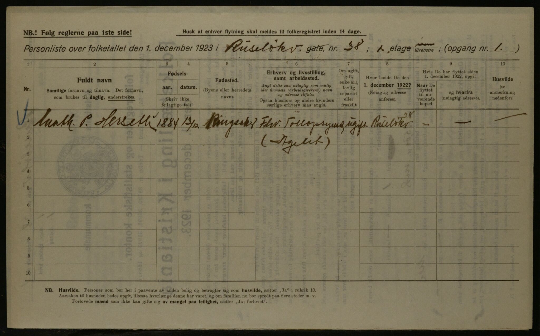 OBA, Municipal Census 1923 for Kristiania, 1923, p. 93881