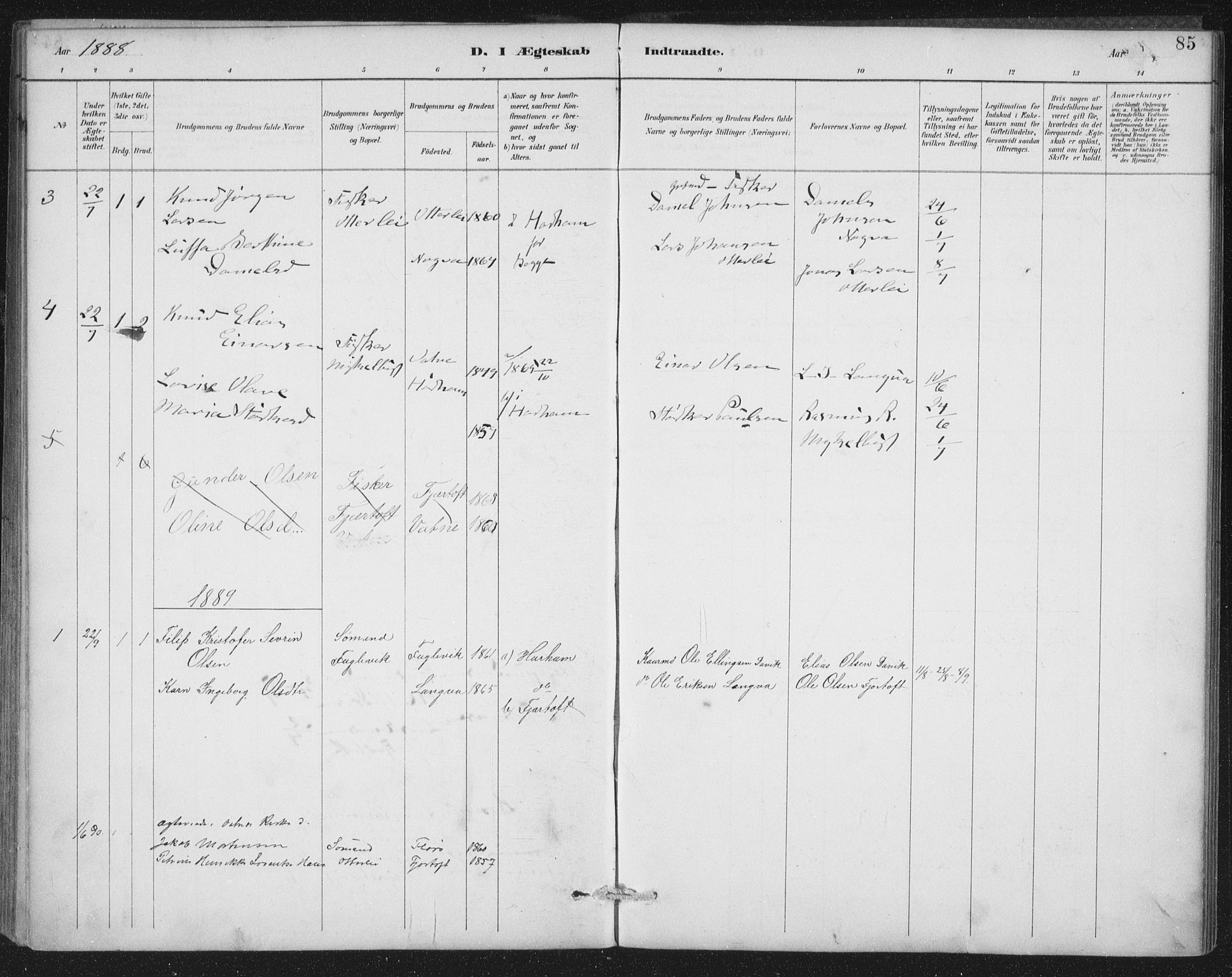 Ministerialprotokoller, klokkerbøker og fødselsregistre - Møre og Romsdal, SAT/A-1454/538/L0522: Parish register (official) no. 538A01, 1884-1913, p. 85