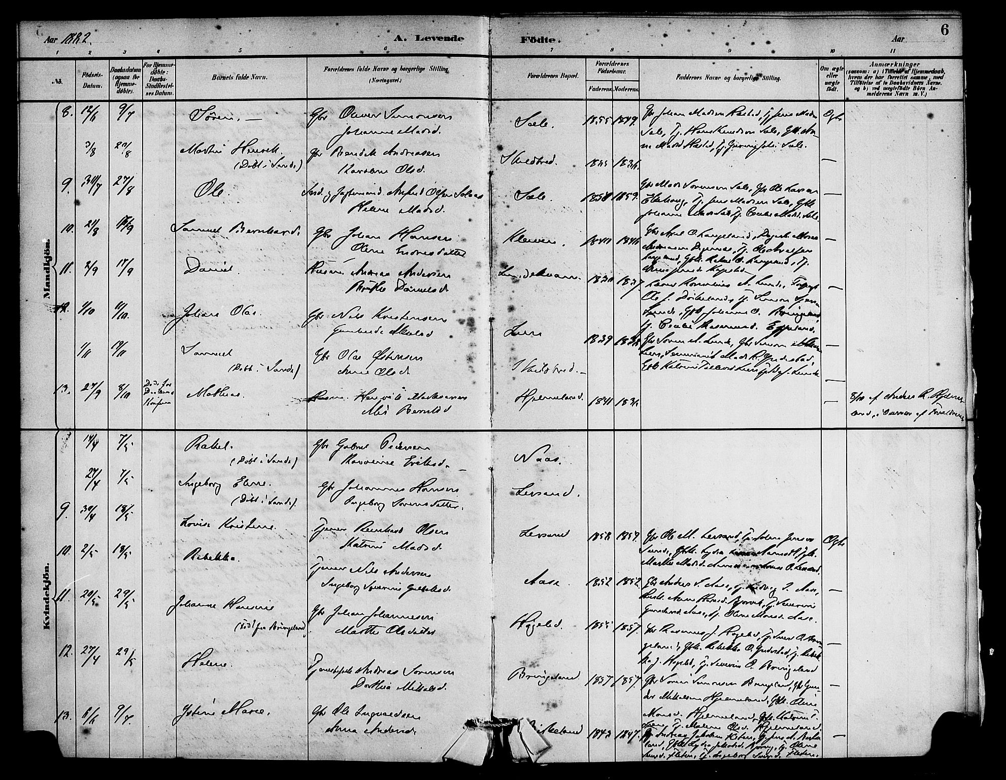 Gaular sokneprestembete, AV/SAB-A-80001/H/Haa: Parish register (official) no. C 1, 1882-1897, p. 6