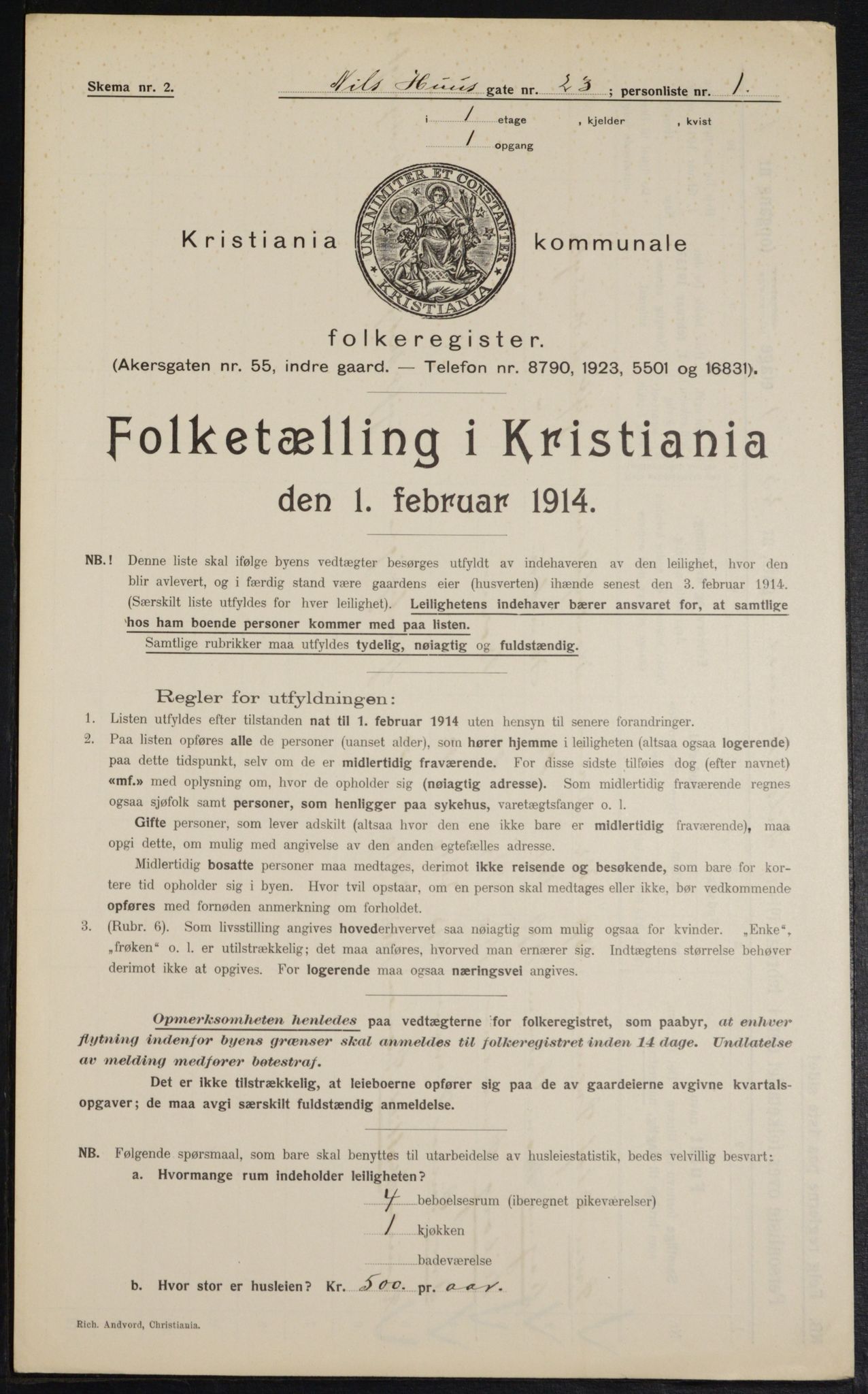 OBA, Municipal Census 1914 for Kristiania, 1914, p. 71136